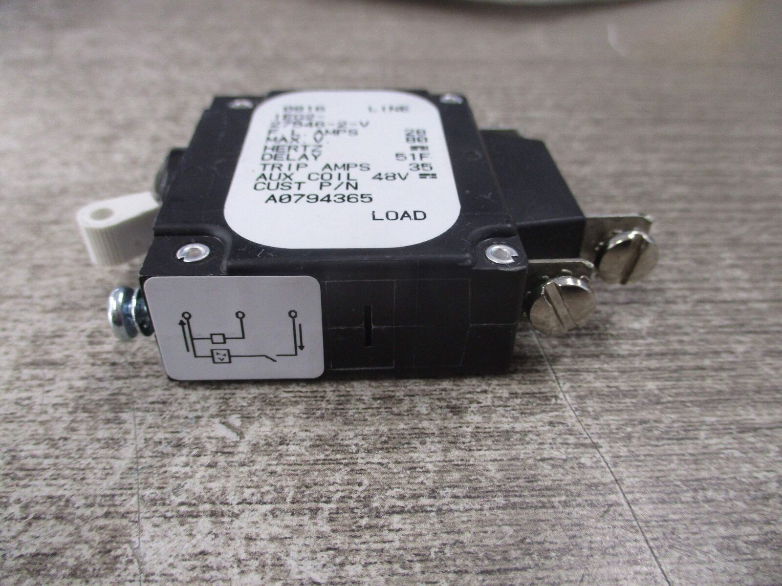 Airpax DC Circuit Breaker IEG2-27546-2-V 28A 80VDC 1P Used