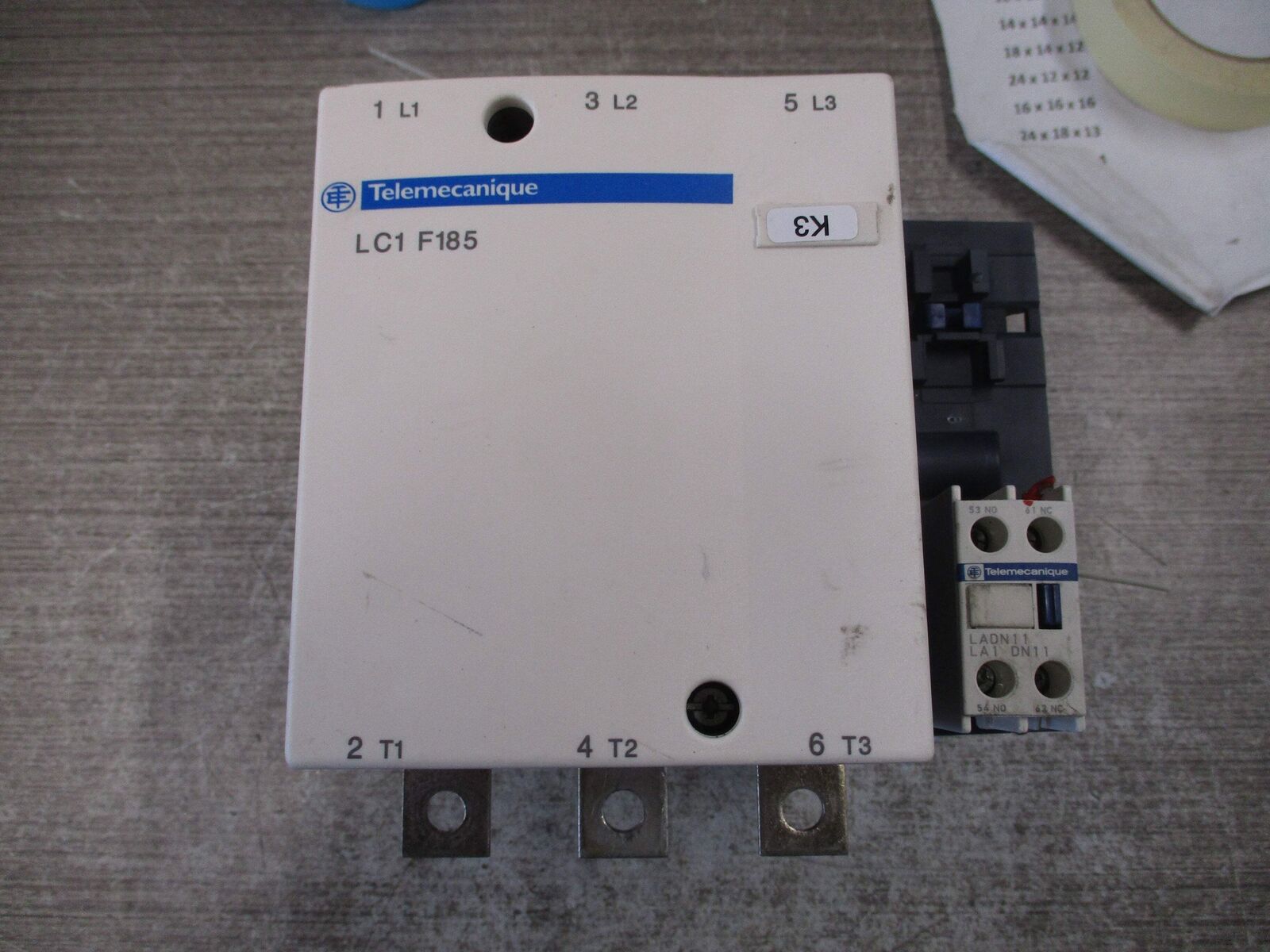 Telemecanique Contactor LC1 F185 115-120V Coil (1) Aux Contact Block Used