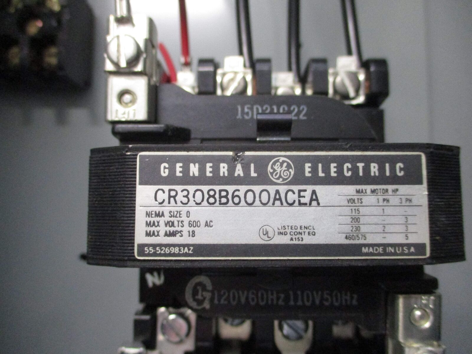 GE Nema 3R Non-Fusible Size 0 Combination CR308B600ACEA 120V Coil Used