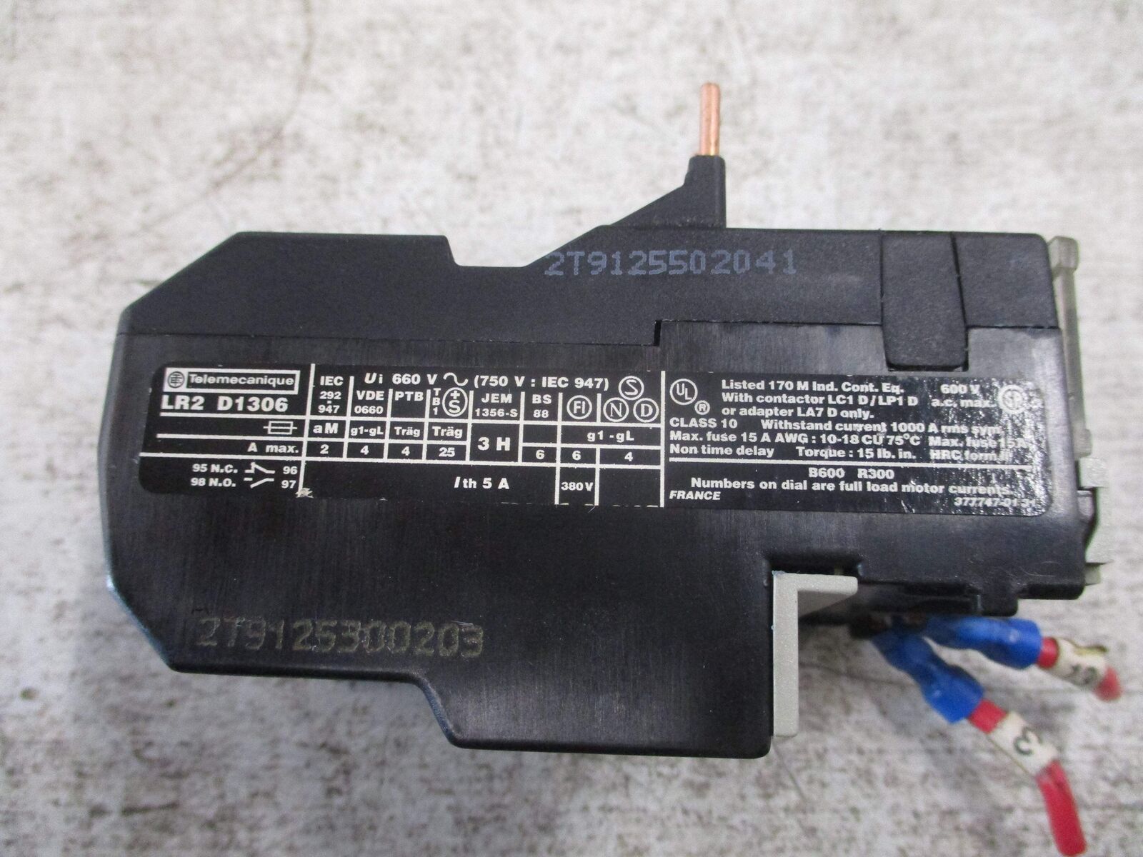 Telemecanique Solid State Overload LR2 D1306 Trip: 1-1.6A Used