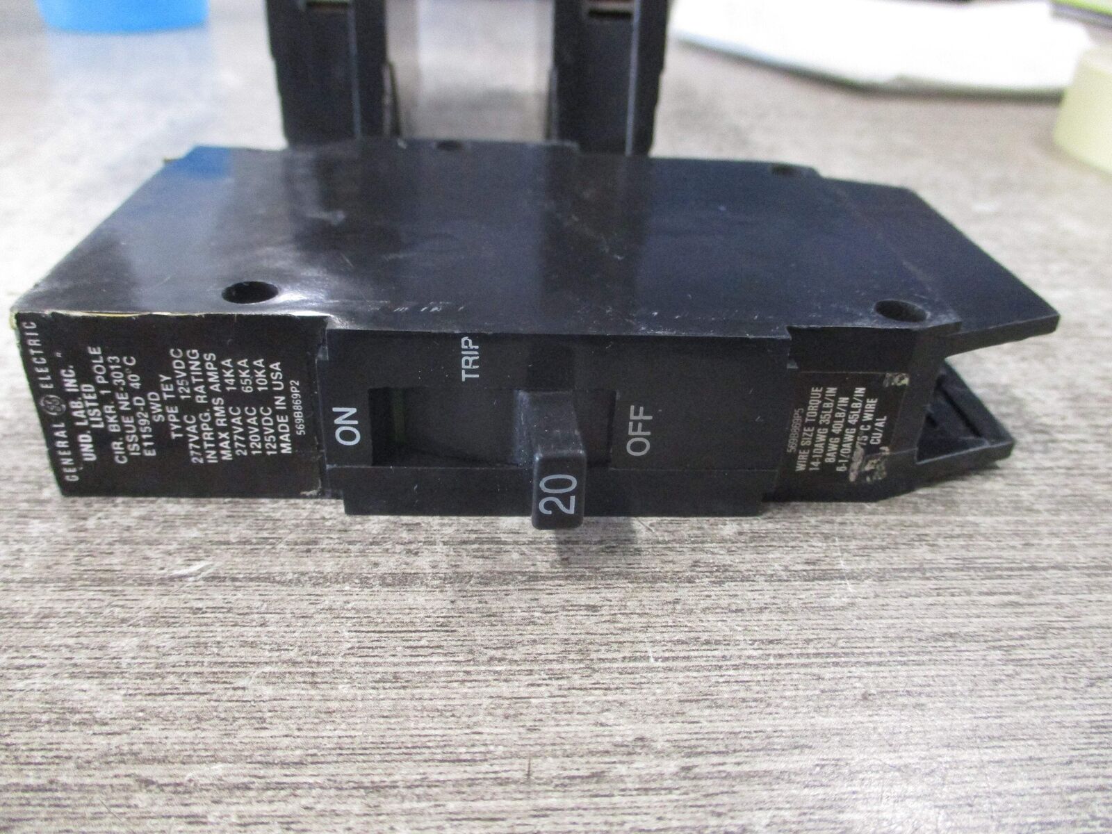 GE Type TEY Circuit Breaker TEY120 20A 277V 1P *Lot of 3* Used