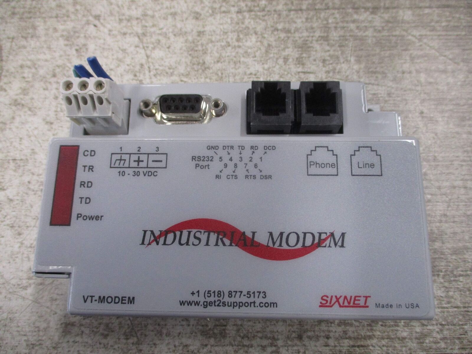 Sixnet Industrial Modem VT-MODEM-1 Rev. 1.08 30VDC 80mA Used