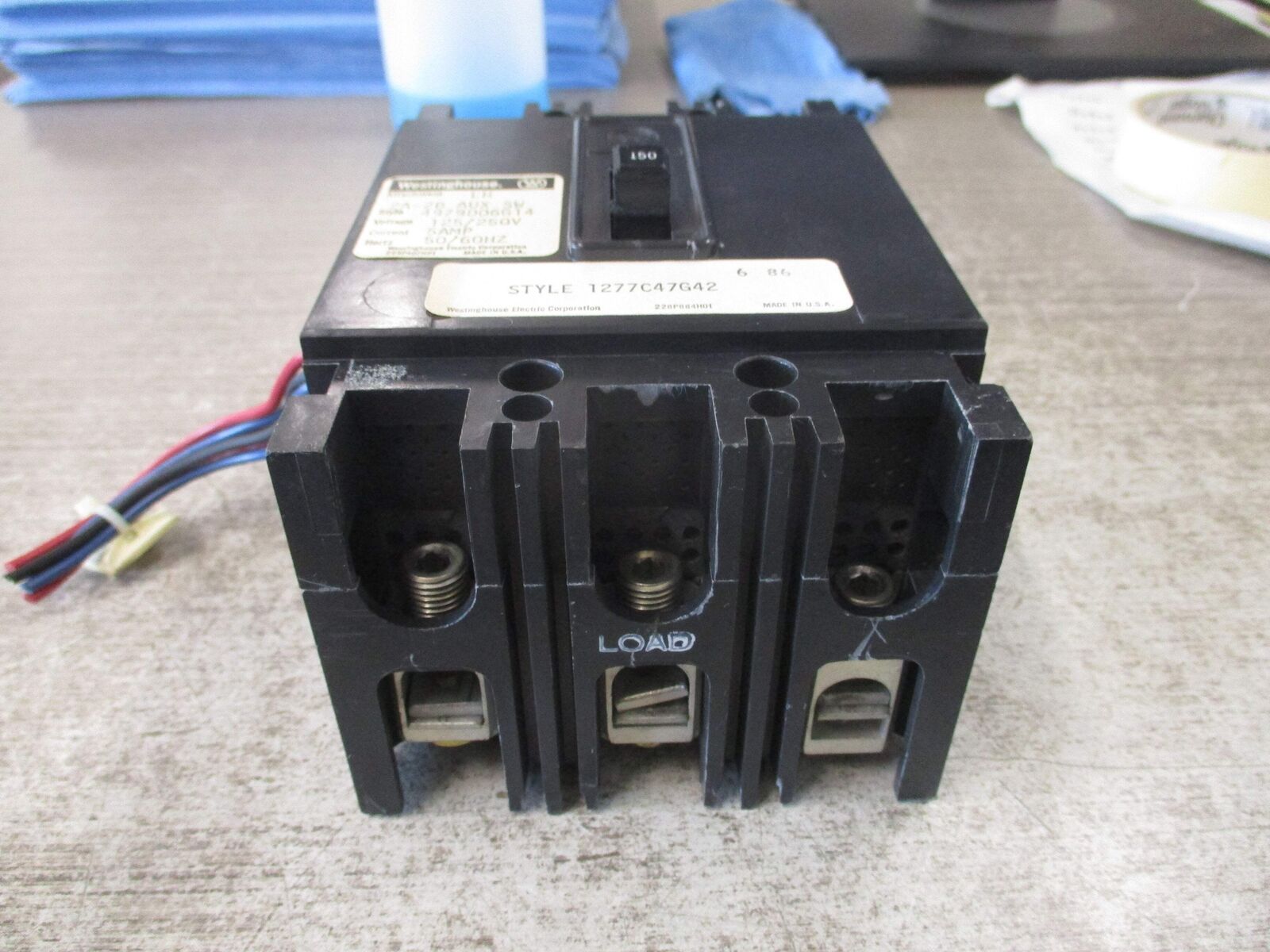 Westinghouse Circuit Breaker 1277C47G42 150A 3P *Missing (1) Terminal Screw* Use