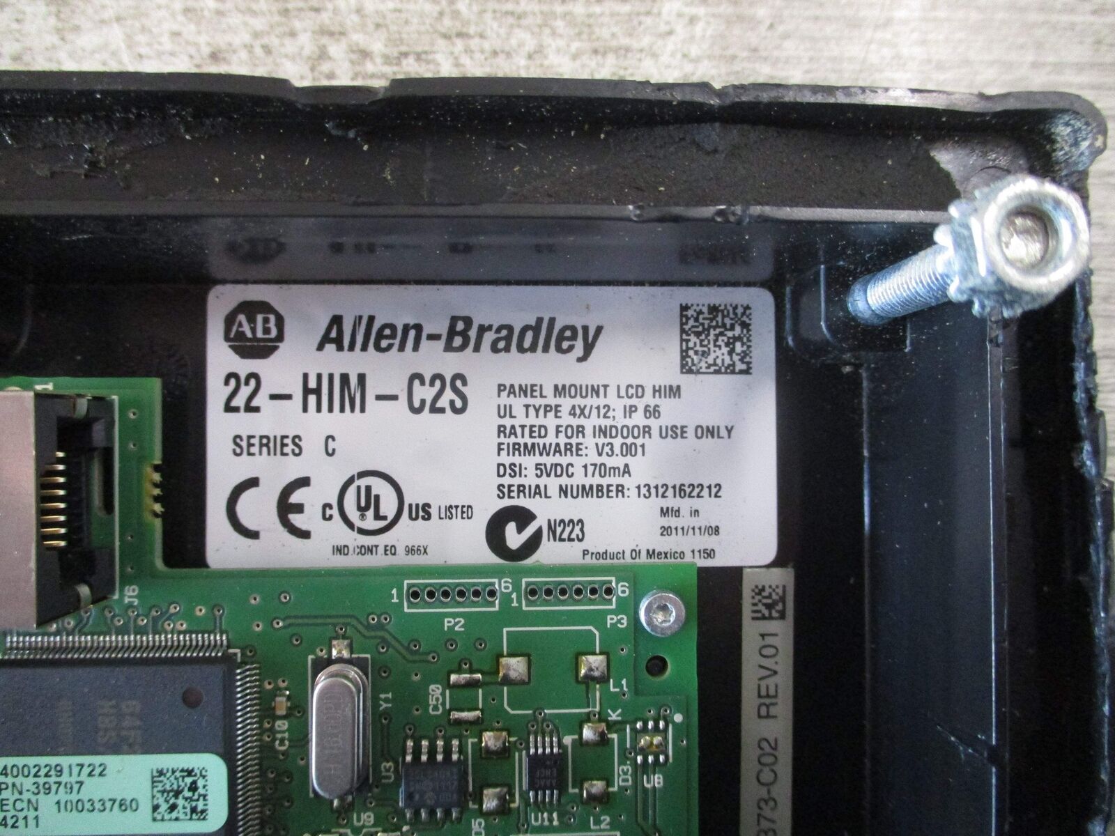 Allen-Bradley Panel Mount LCD HIM Keypad 22-HIM-C2S Ser. C F/W: V3.001 Type 4X/1