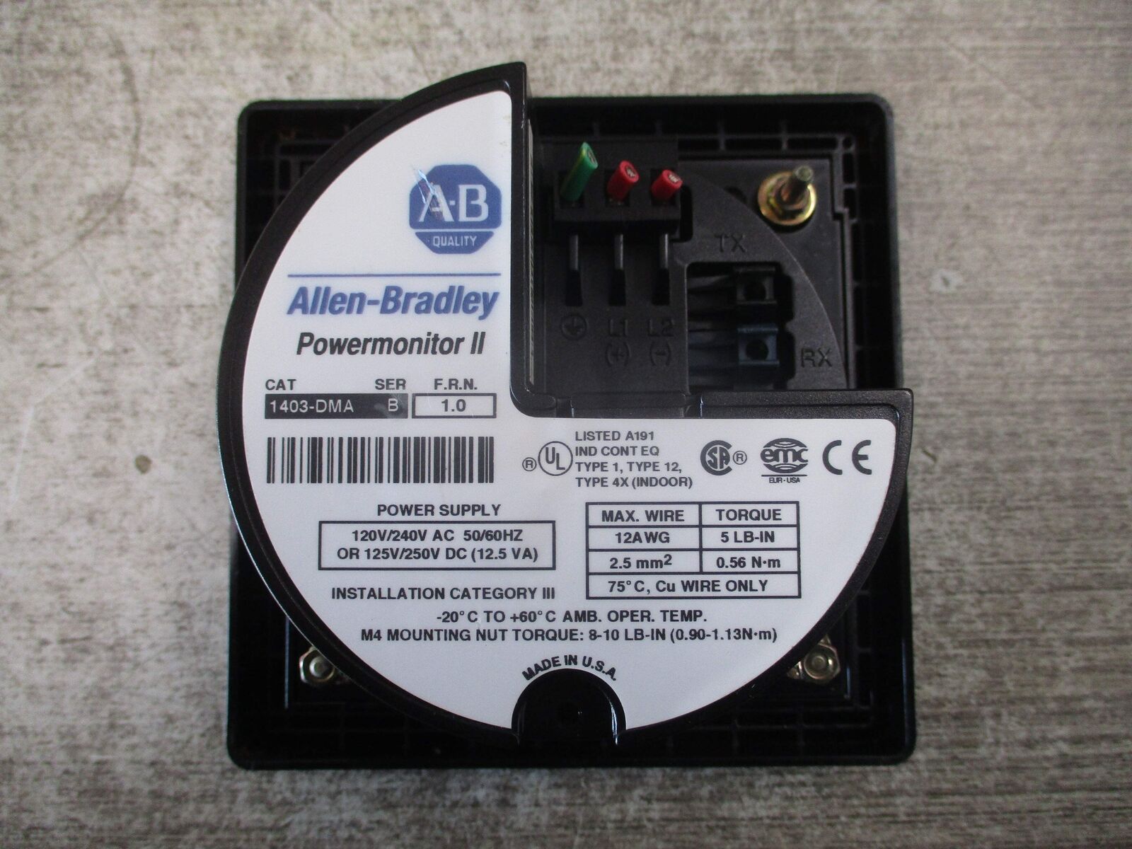 Allen-Bradley Powermonitor II Display Module 1403-DMA Ser. B FRN: 1.0 Used