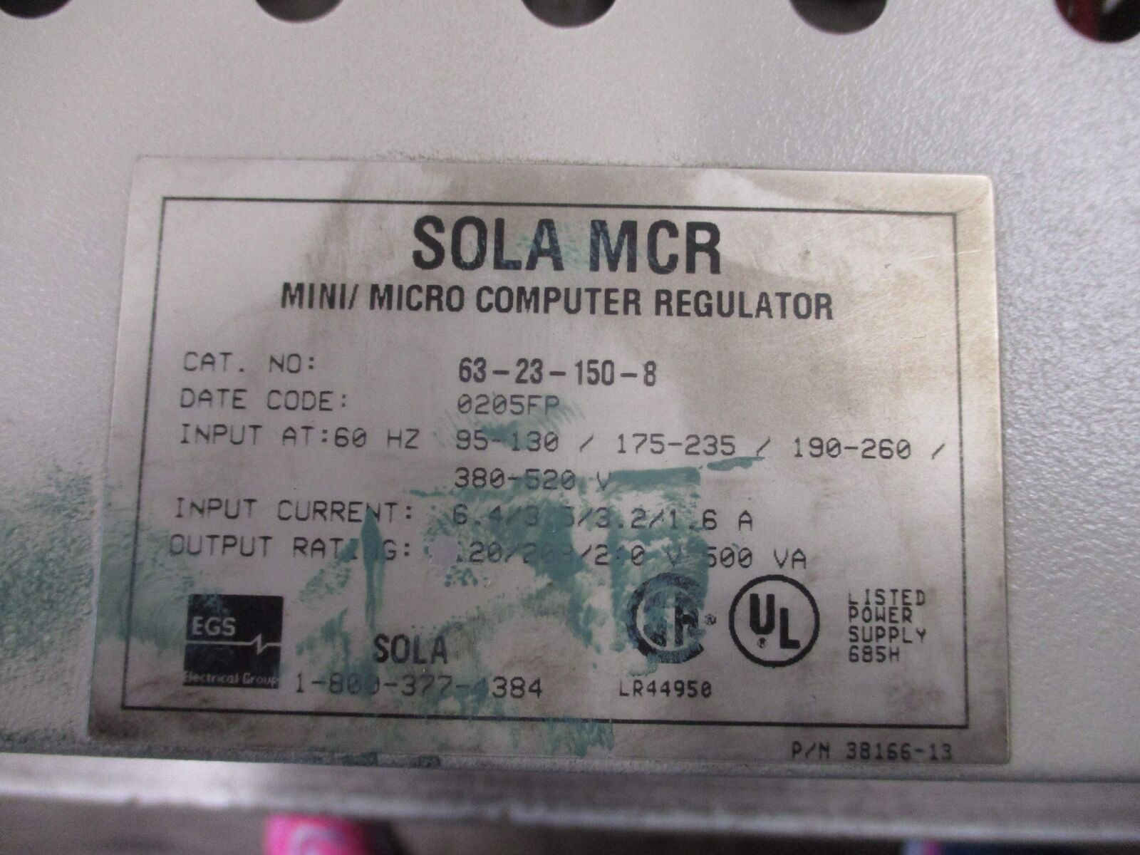 Sola MCR Mini/Micro Computer Regulator 63-23-150-8 500VA Input AT: 60Hz 95-130 /
