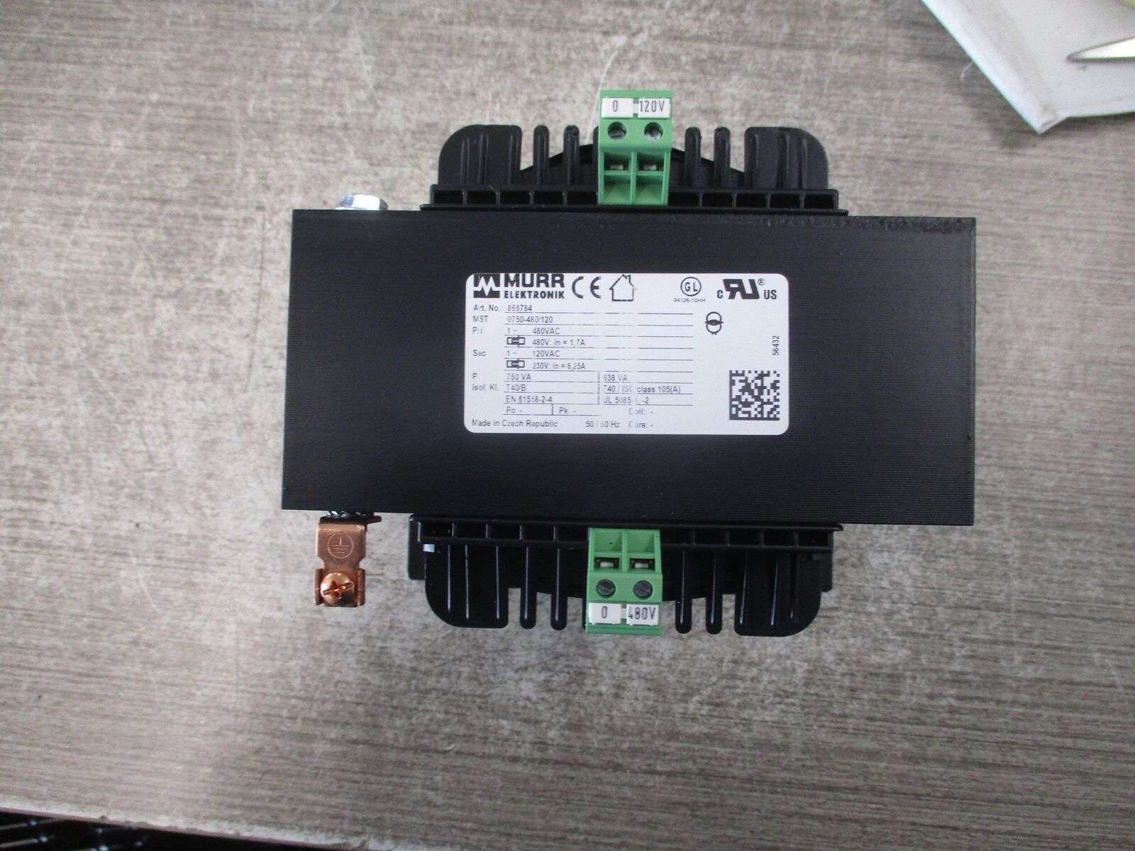 Murr Transformer 866784 750VA Pri: 480V Sec: 120/230V 50/60Hz New Surplus