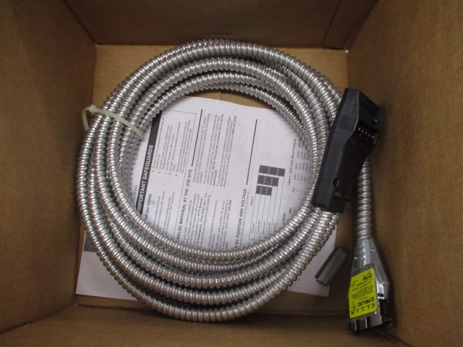 Reloc Onepass Cable 2625EK OC2 277 12/4G 28 M4 277V Length: 28FT New Surplus