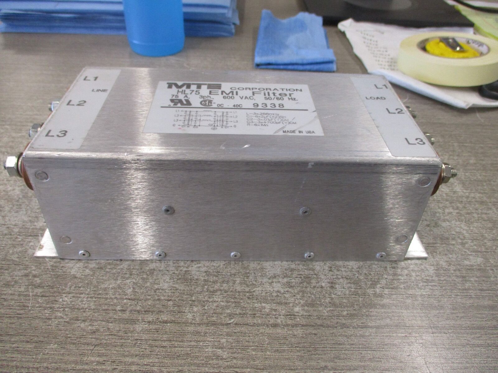 MTE EMI Filter HL75 75A 3Ph 600V 50/60Hz Used