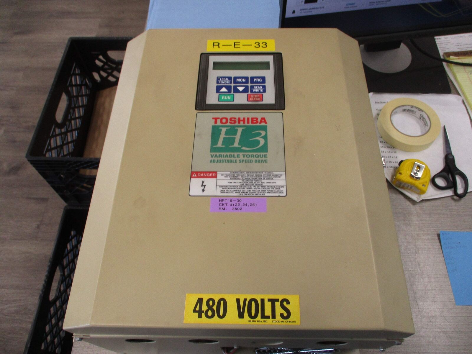 Toshiba H3 AC Drive VT130H3U4160 15HP 3Ph Input: 460V 24A 3p 50/60Hz Output: 460