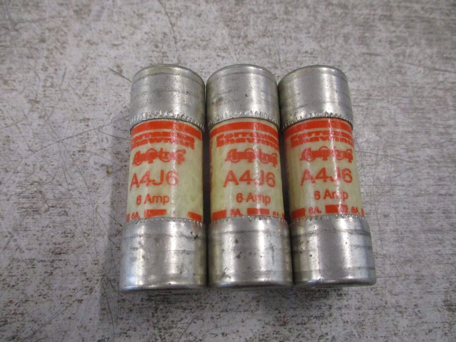 Ferraz Shawmut Amp-Trap Fuse A4J6 600V 6A *Lot of 3* Used