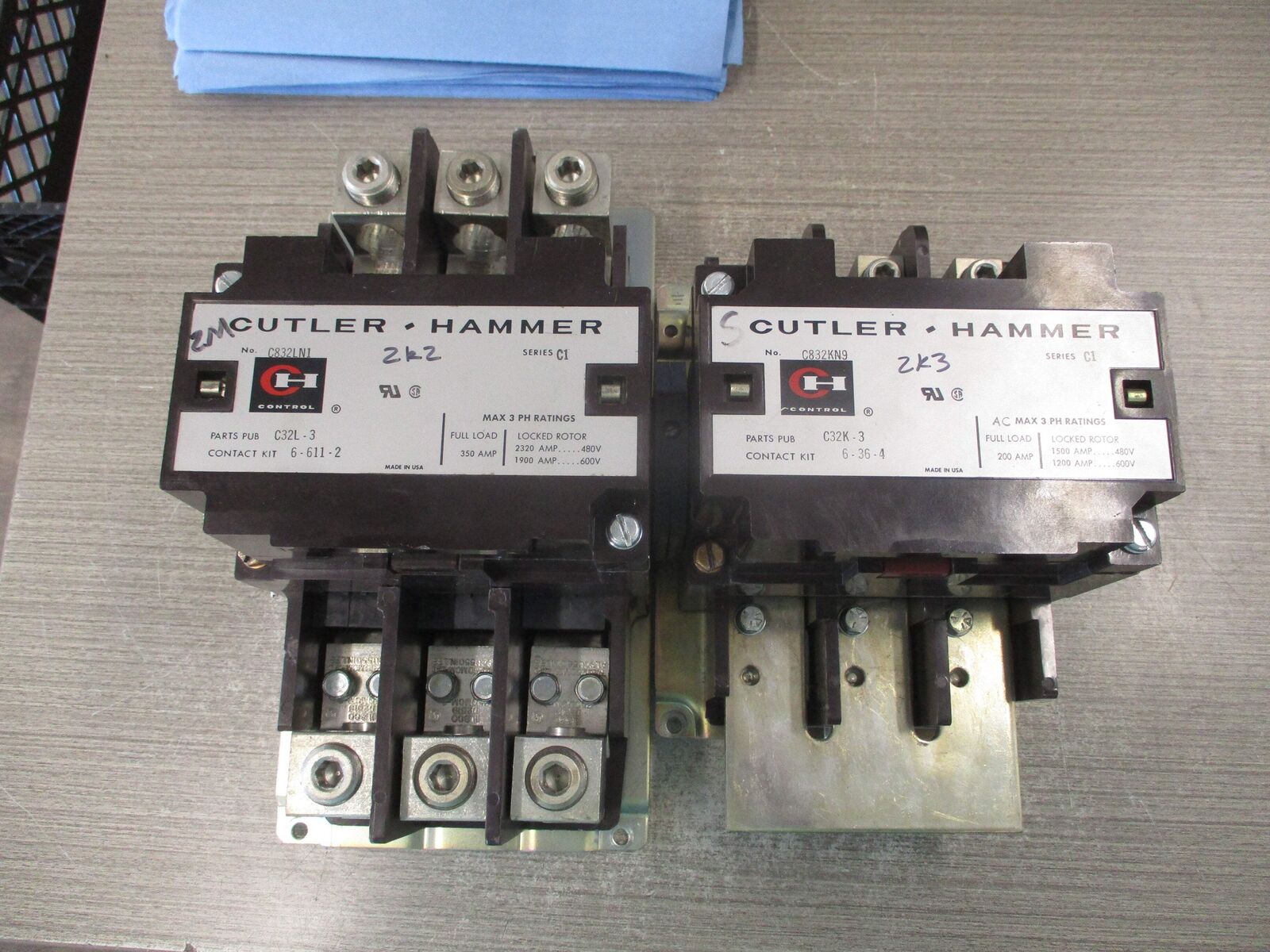 Cutler-Hammer Contactor C832LN1/C832KN9 Ser. C1 350A/200A 120V Coil Used