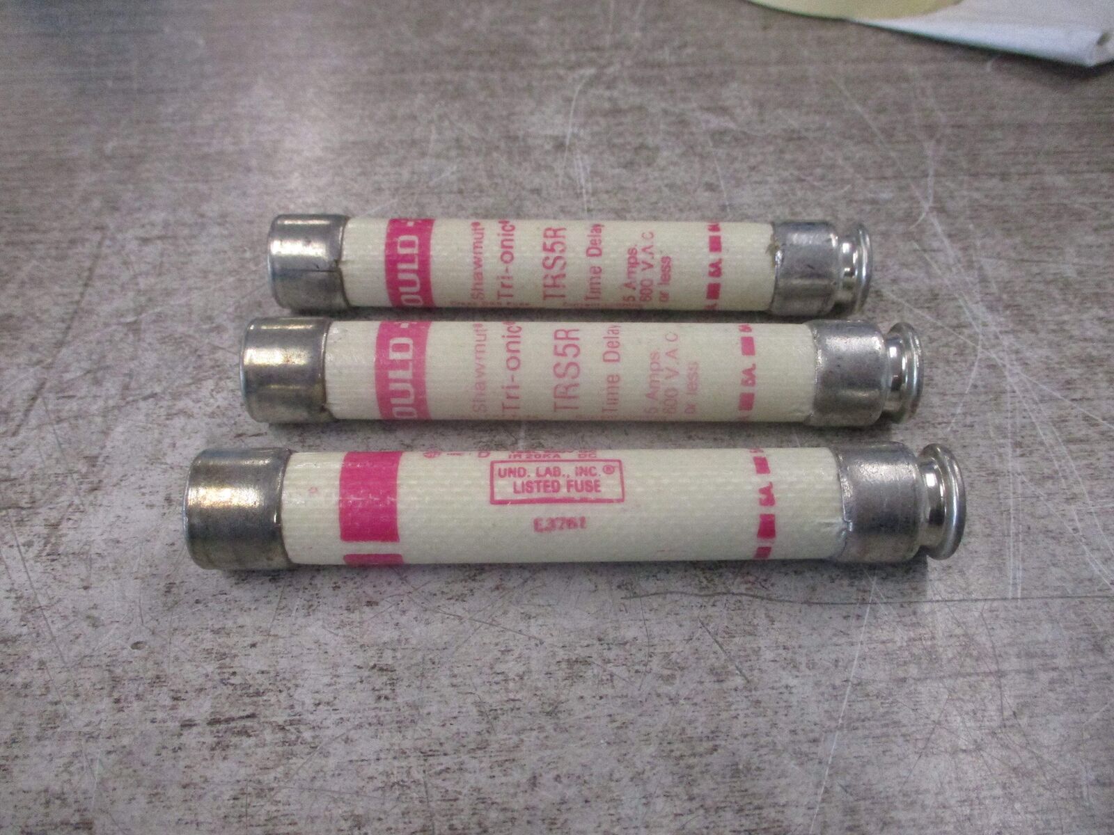 Gould Shawmut Tri-Onic Fuse TRS5R 5A 600V *Lot of 3* Used