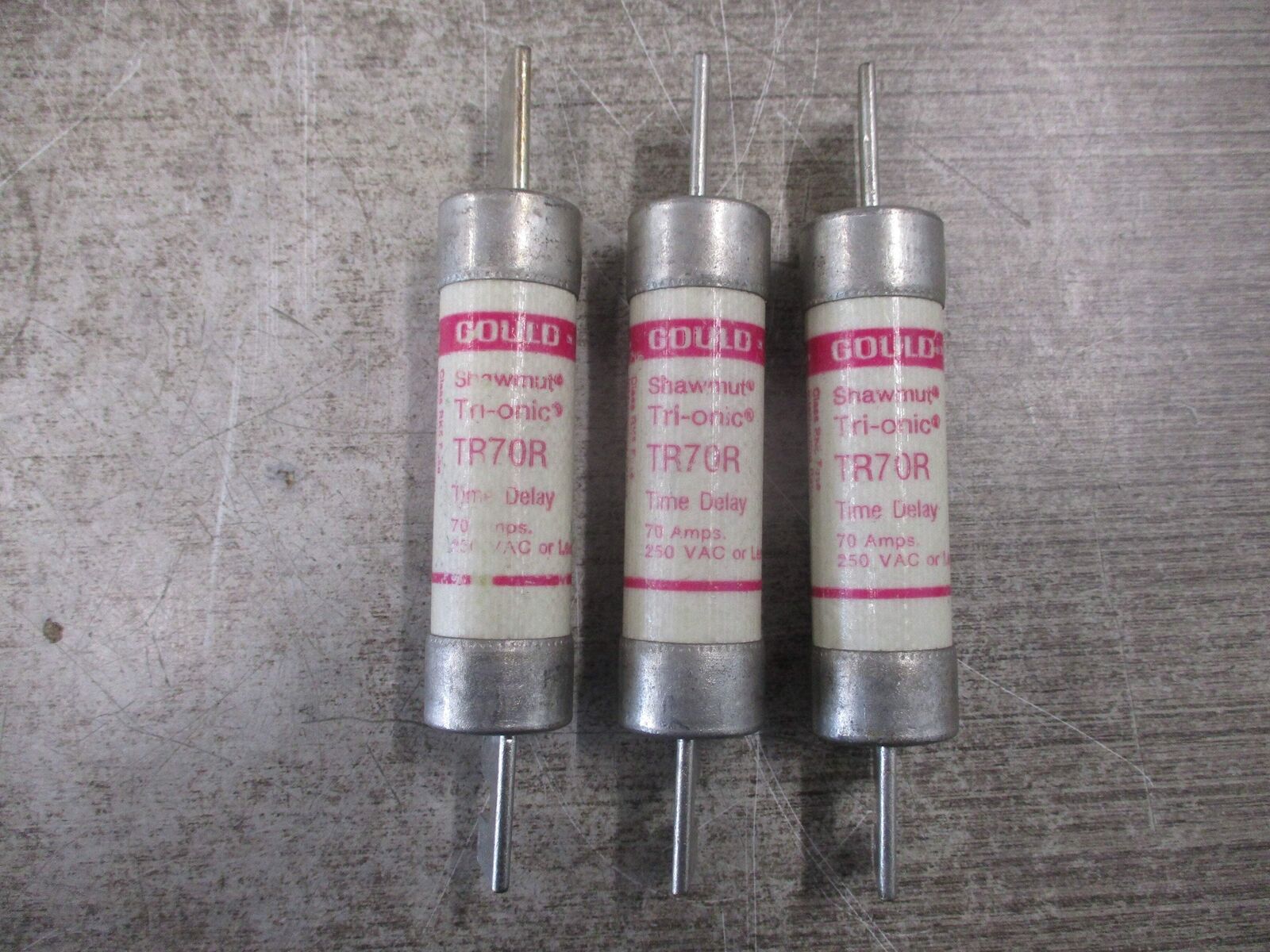 Gould Shawmut Tri-Onic Fuse TR70R 70A 250V *Lot of 3* Used