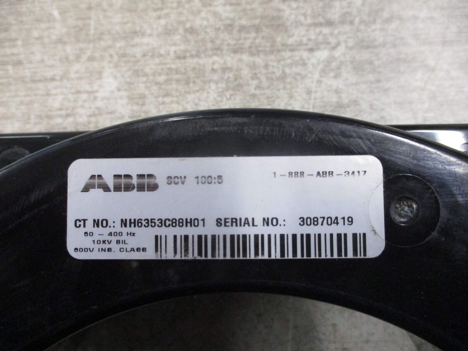 ABB SCV Current Transformer NH6353C88H01 Ratio 100:5A 600V 50-400Hz 10kV BIL Use