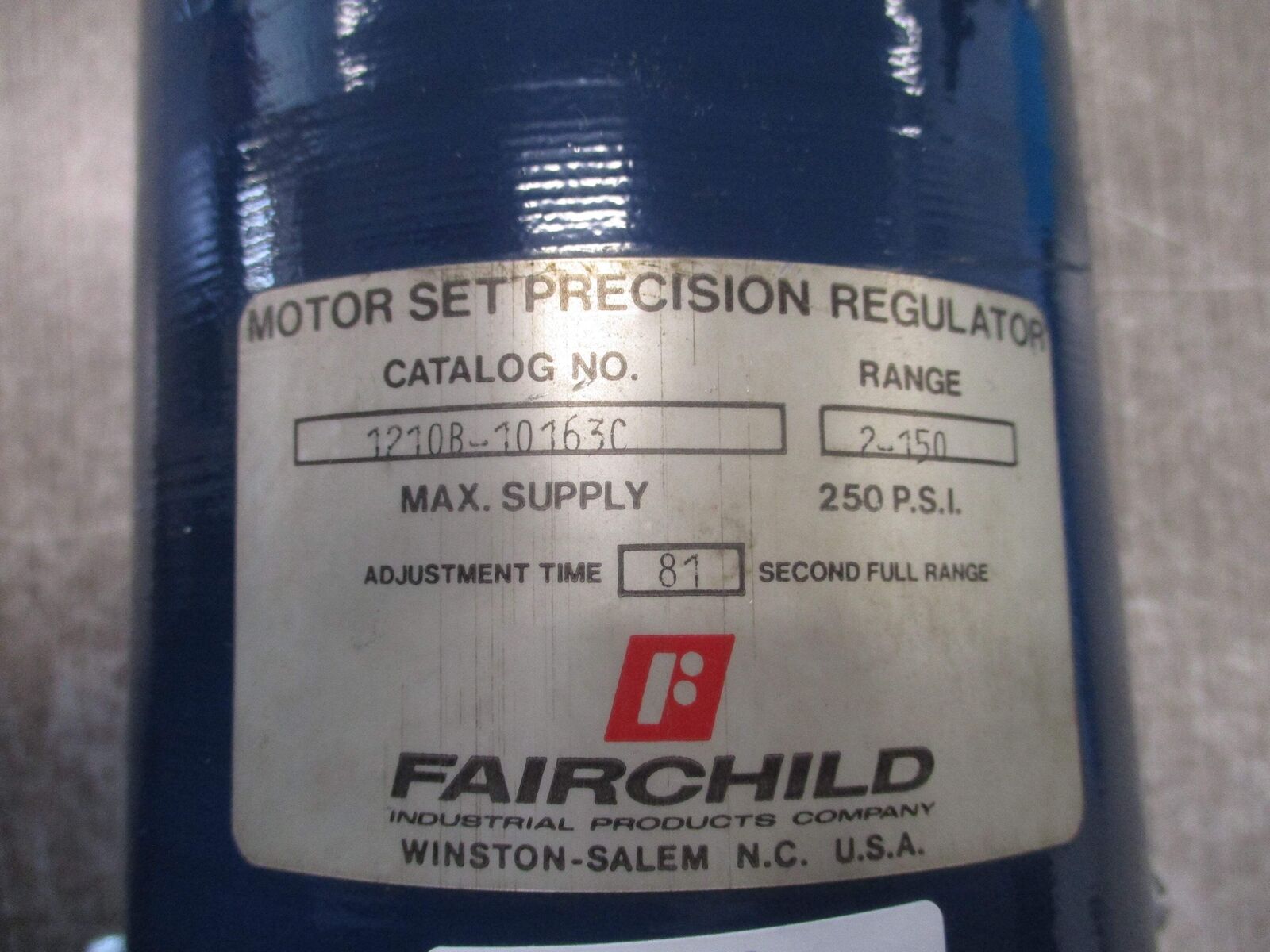 Fairchild Motor Set Precision Regulator 1210B-10163C Range: 2-150PSI Valve:10233