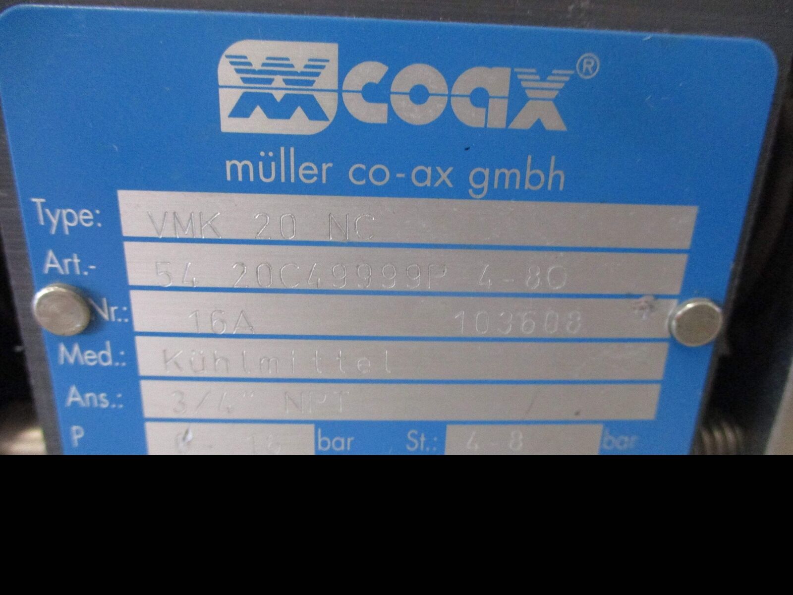 Coax Solenoid Valve VMK 20 NC Used