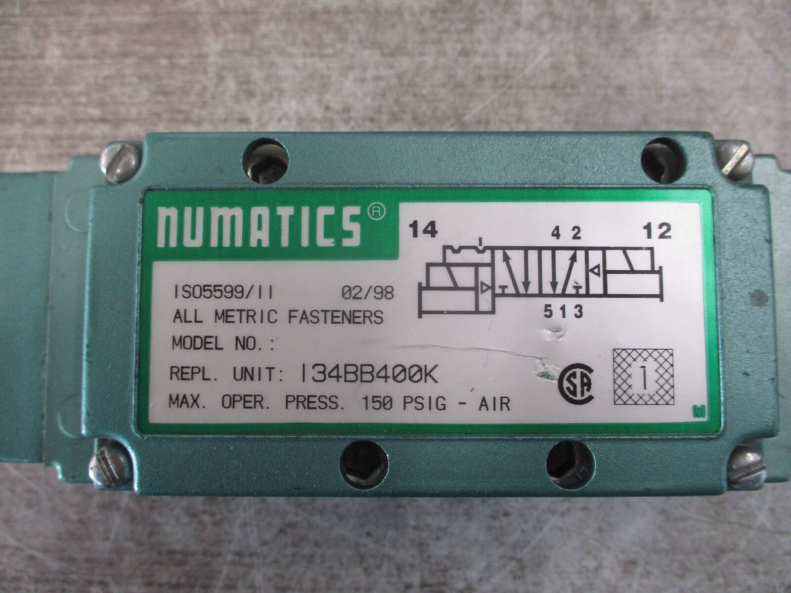 Numatics Pneumatic Valve I34BB400K 150 PSIG Used