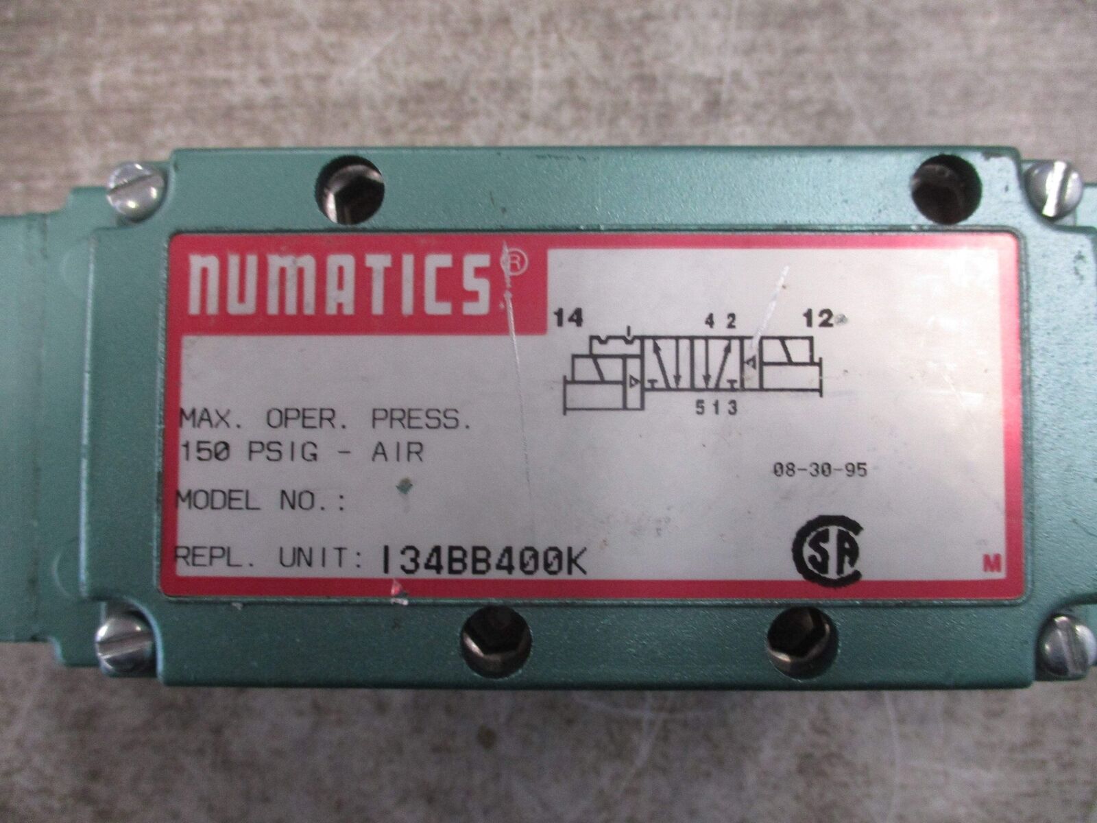 Numatics Pneumatic Valve I34BB400K 150 PSIG Used