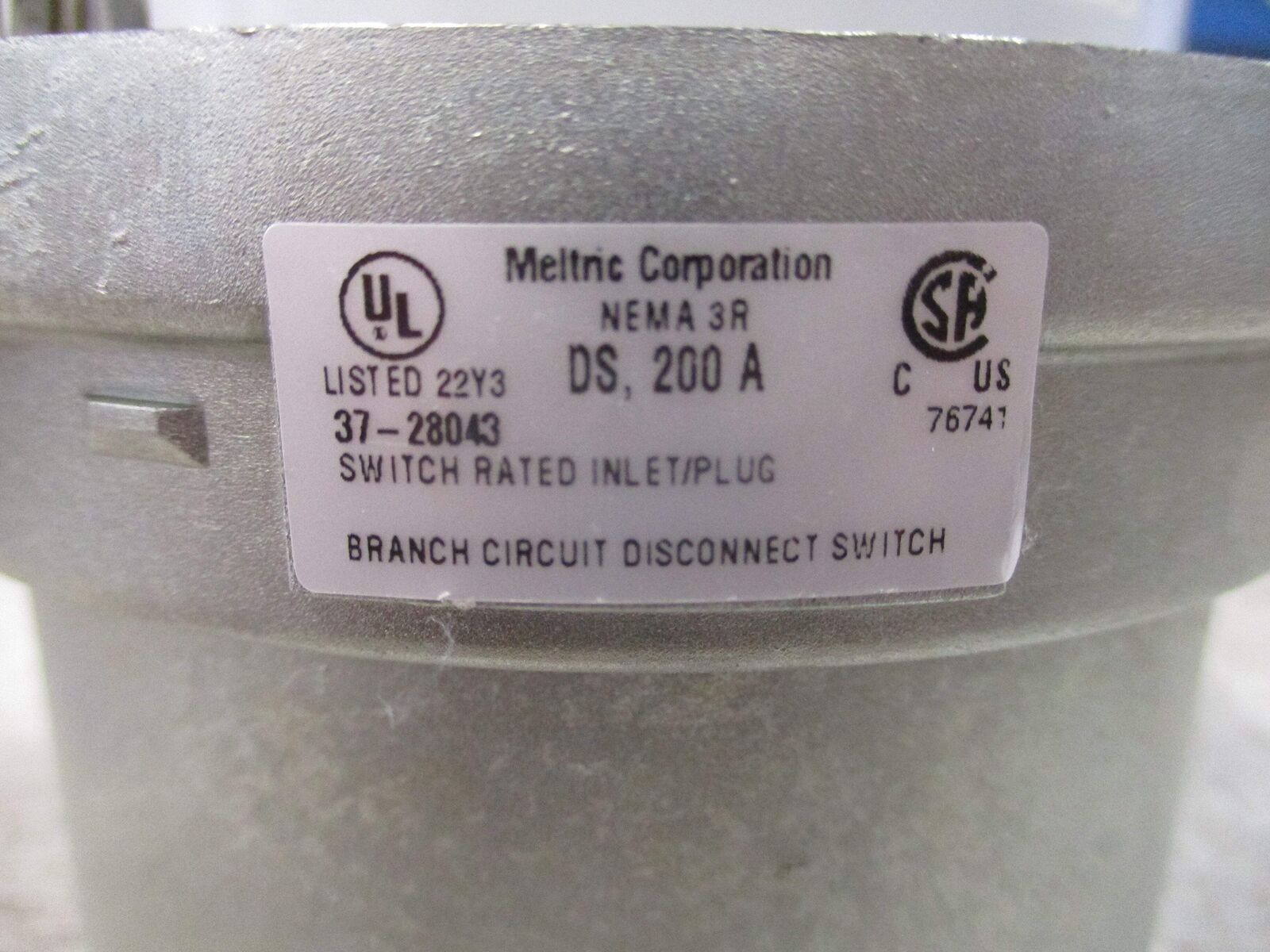 Meltric DS Inlet/Plug 37-28043 200A Nema 3R New Surplus