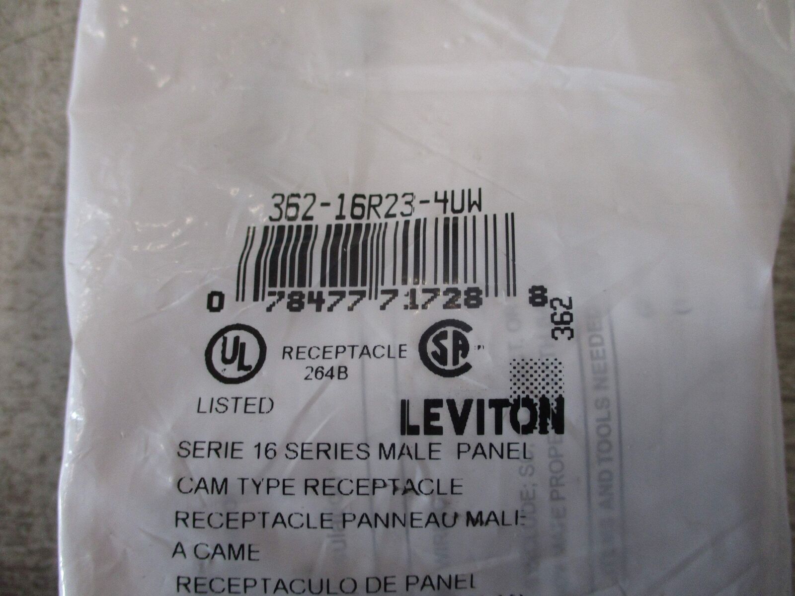 Leviton Male Panel Cam Type Receptacle 362-16R23-4UW 400A 600V New Surplus