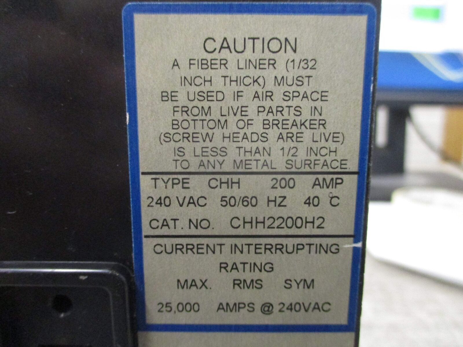 Cutler-Hammer Circuit Breaker CHH2200H2 200A 240V 2P Used