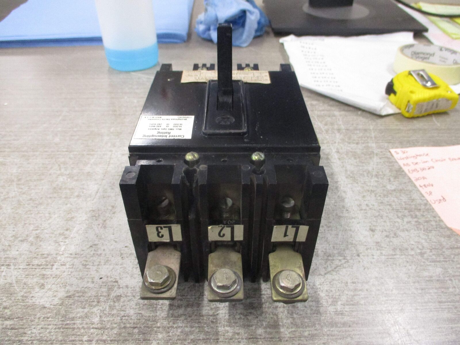 Westinghouse AB De-ion Circuit Breaker EHB3020 20A 480V 3P Used
