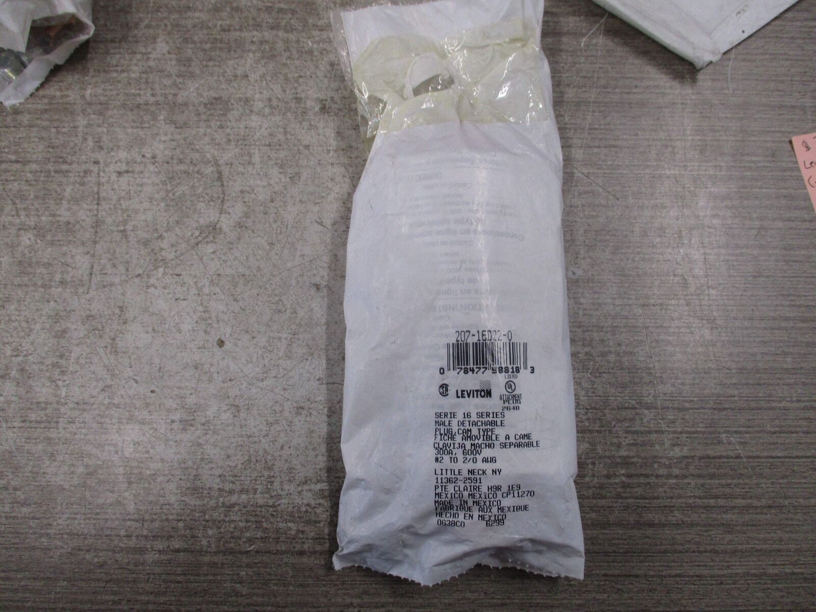 Leviton Cam Type Male Detachable Plug 207-16D22-0 300A 600V New Surplus