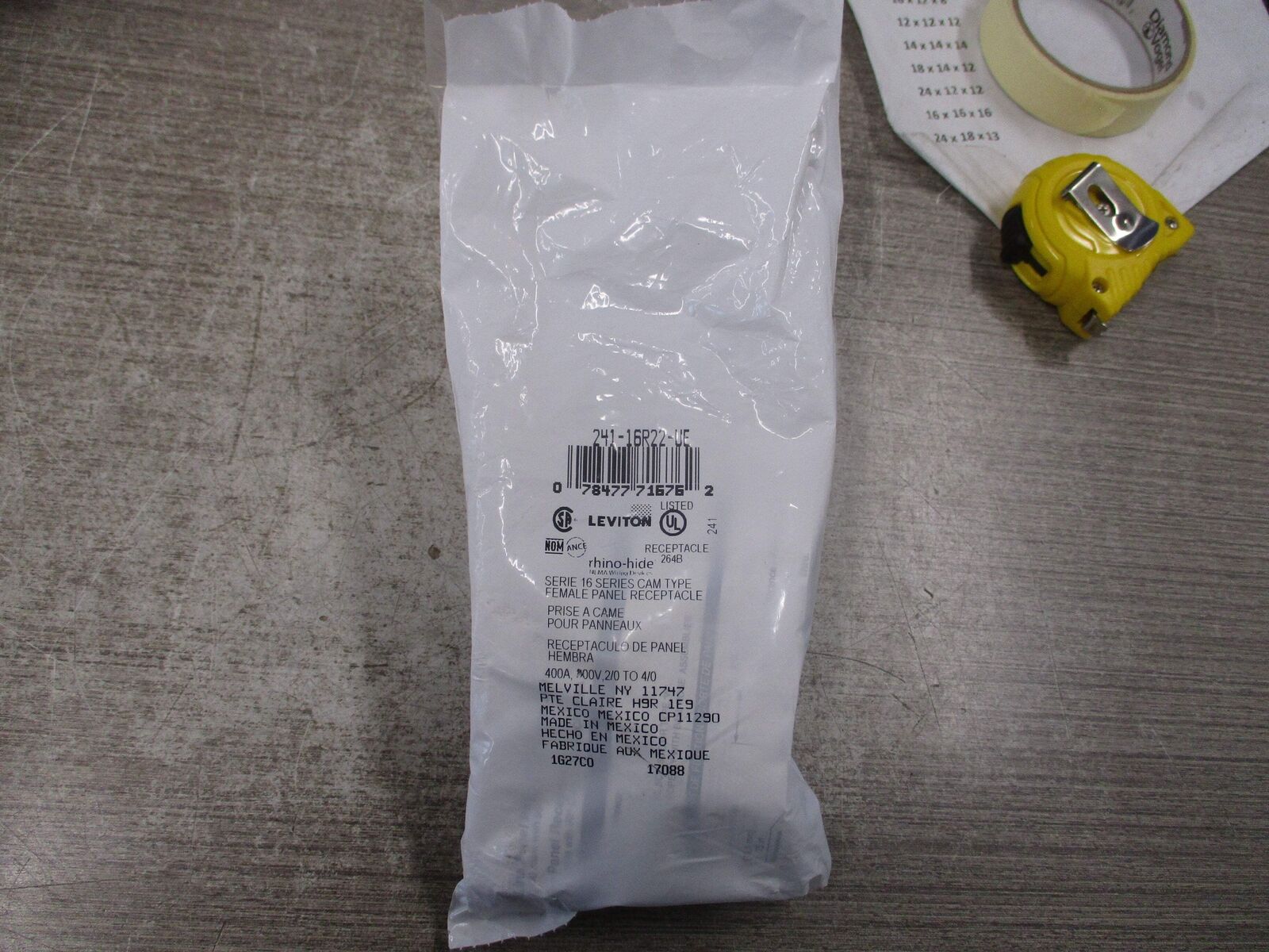 Leviton rhino-hide Cam Type Female Panel Receptacle 241-16R22-UE 400A 600V New S