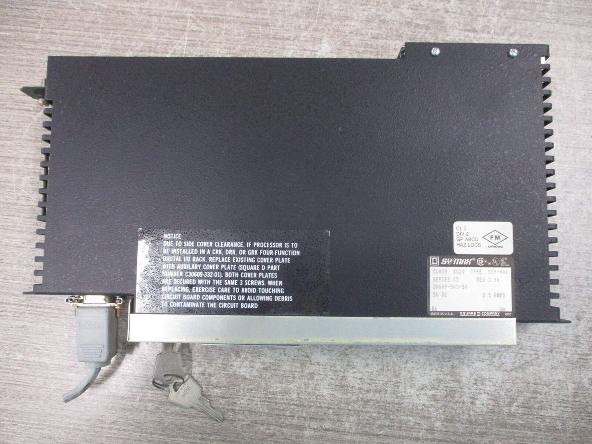 Square D Sy/Max Model 400 Processor 8020 SCP-401 Ser. C5 Rev. 3.40 Used