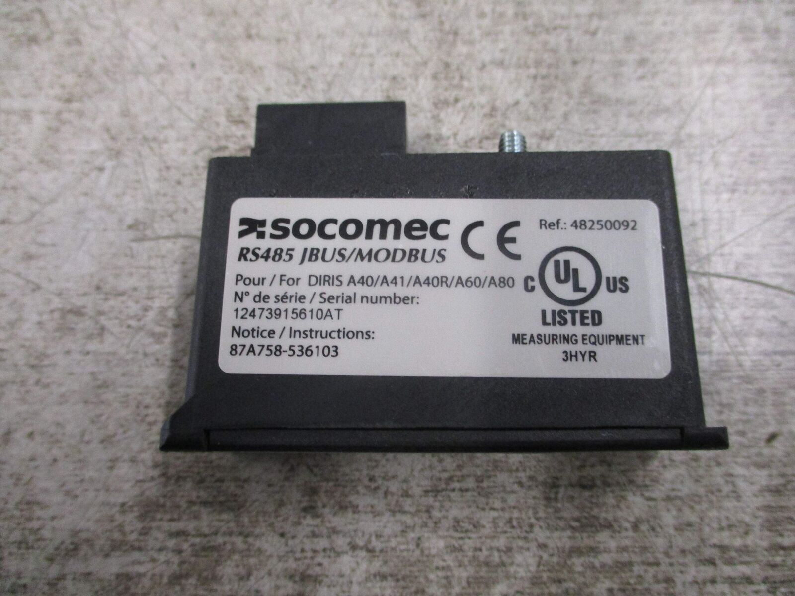 Socomec RS485 JBUS / MODBUS Module 48250092 For DIRIS A40/A41/A40R/A60/A80 Used