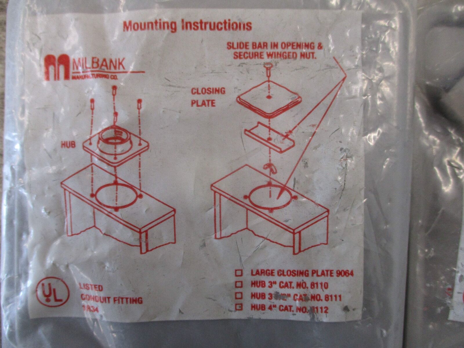 Milbank Closing Plate 9064 *No Box* *Lot of 2* New Surplus