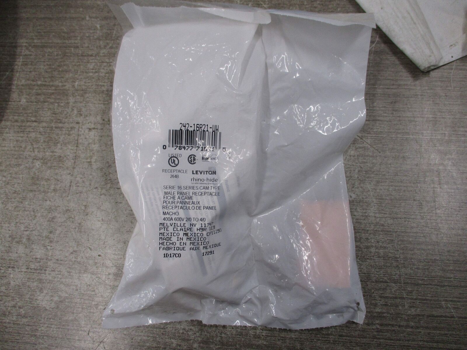 Leviton rhino-hide Male Panel Receptacle 242-16R21-UW 400A 600V New Surplus
