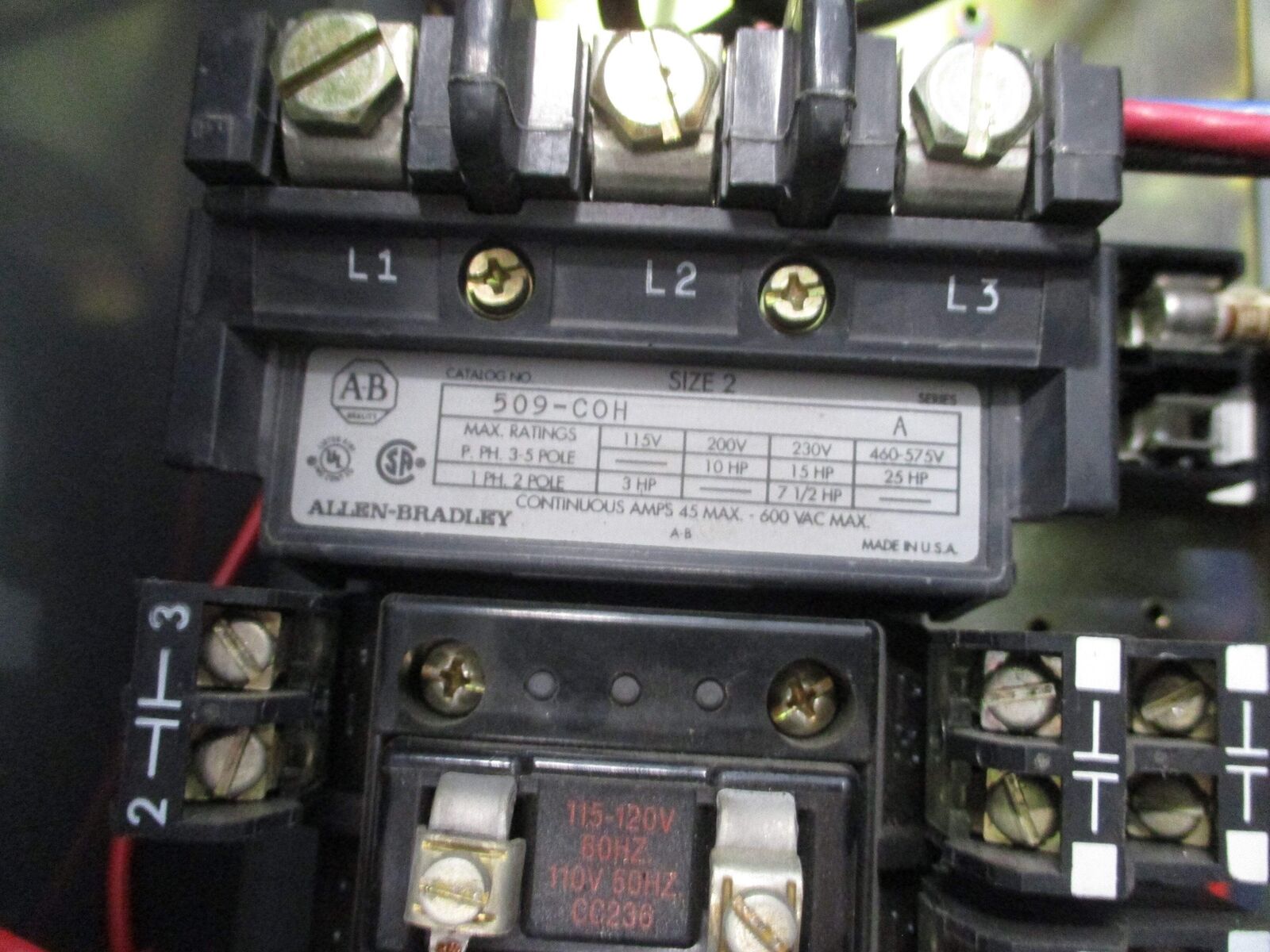 Allen-Bradley Fusible Size 2 Combination 509-COH 115-120V Coil 45A Nema 12 Enclo