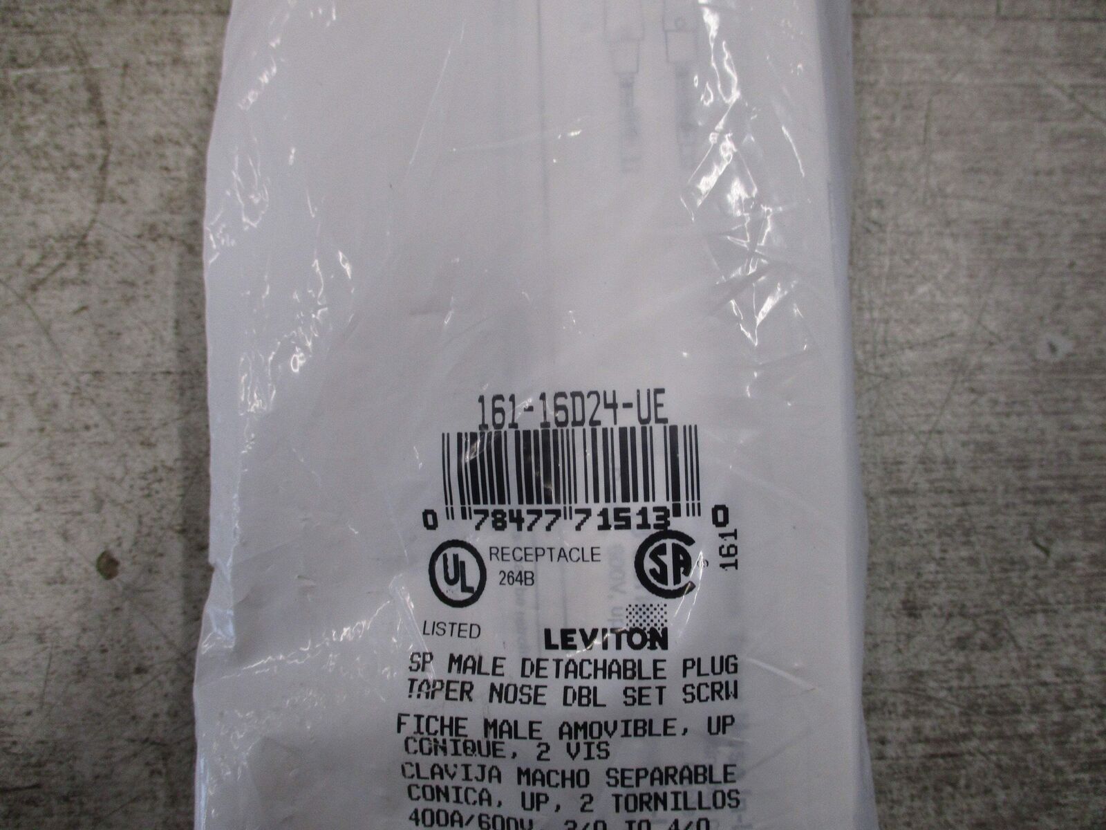 Leviton SP Male Detachable Plug 161-16D24-UE 400A 600V New Surplus