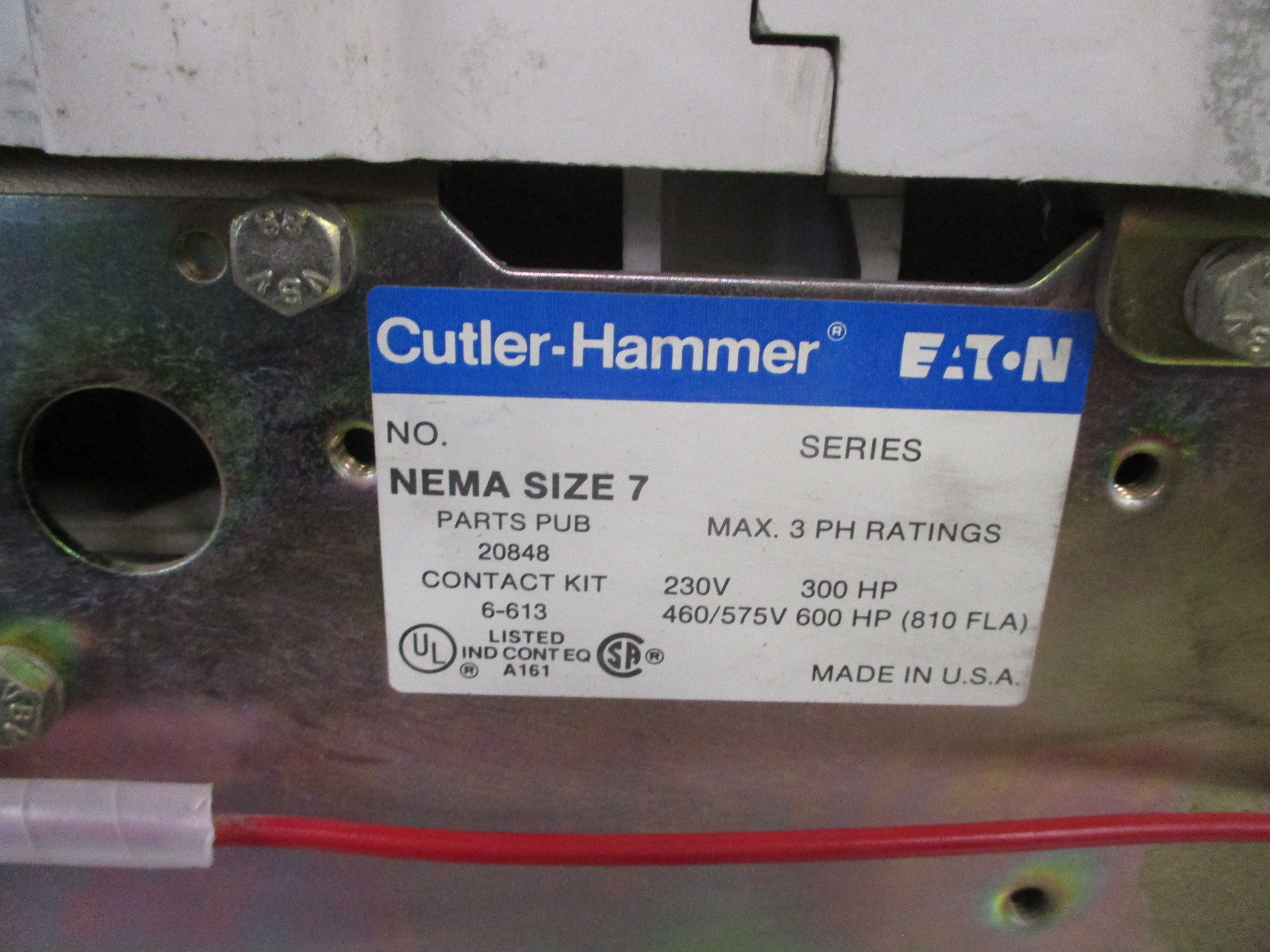 Cutler-Hammer Size 7 Contactor CN15UN3 Ser. A1 Used
