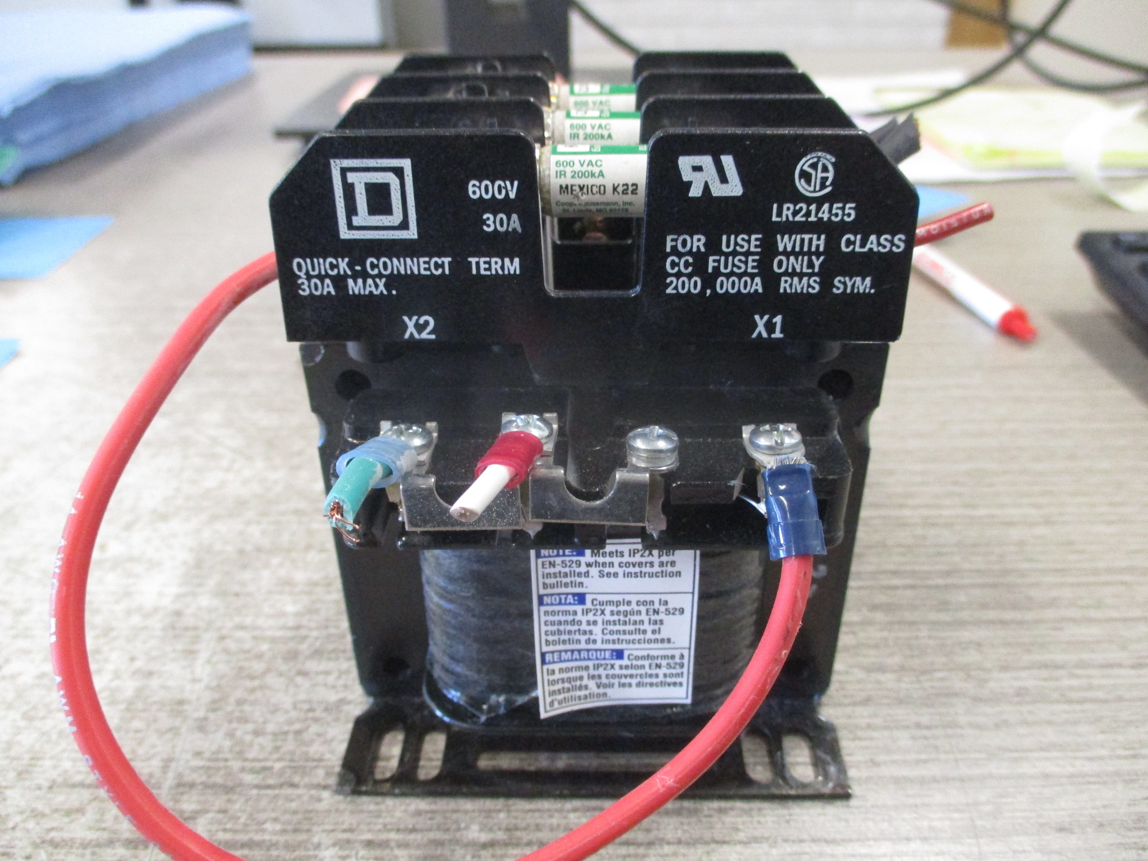 Square D Transformer 9070TF100D1 0.1kVA Pri: 240/480V Sec: 120V 50/60Hz Used