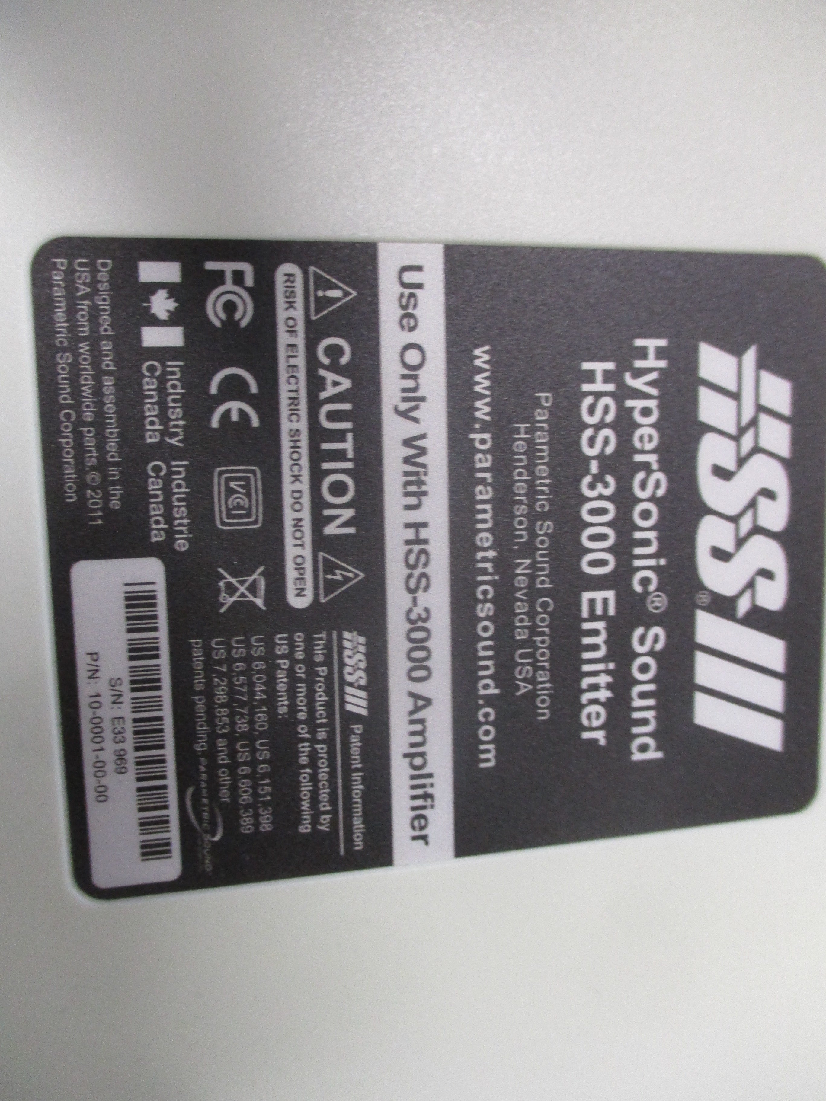 Parametric Sound HyperSonic Sound HSS-3000 Emitter 10-0001-00-00 Used