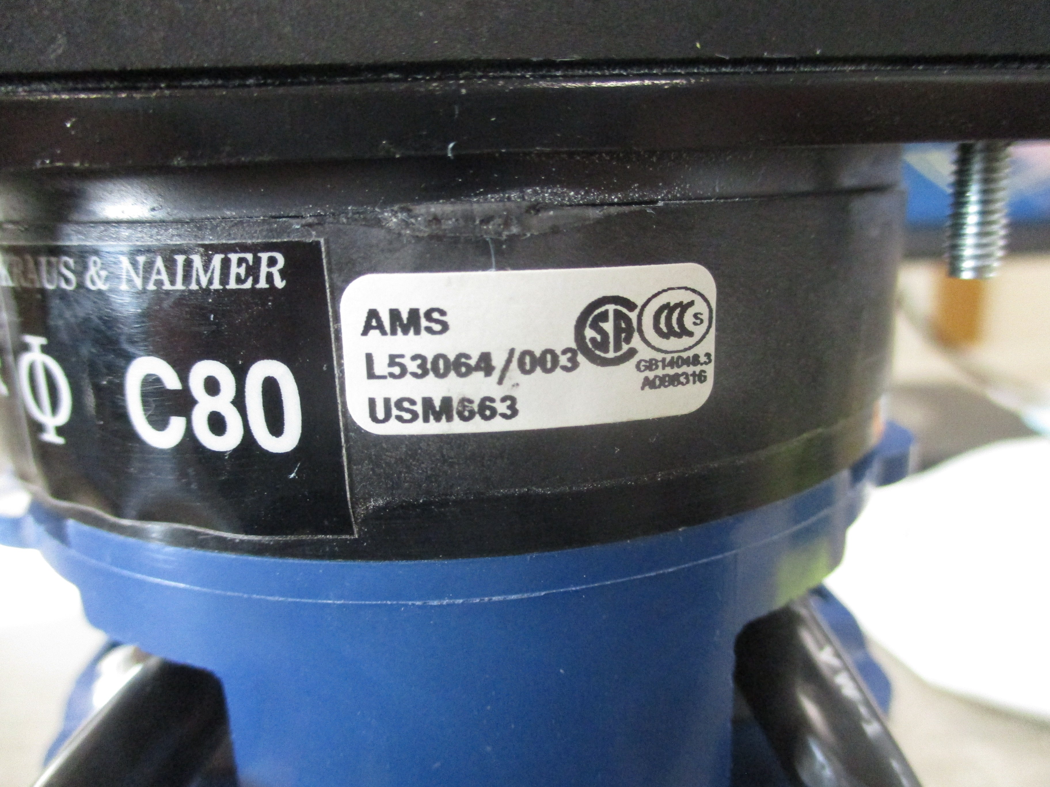 Kraus & Naimer C80 UPS Service Bypass Rotary Switch USM663 100A 600V