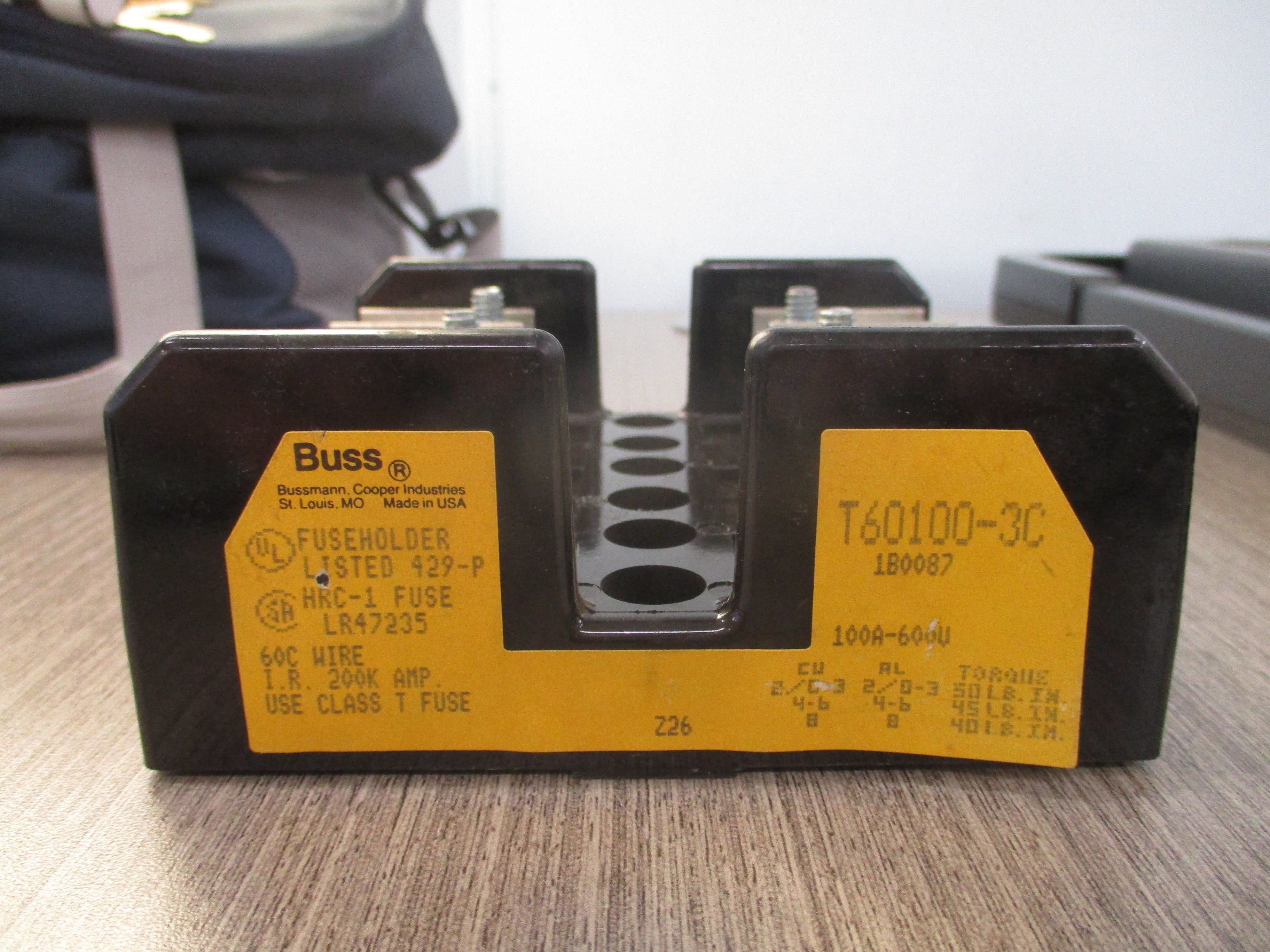 Buss Fuseholder T60100-3C 100A 600V 3P Used