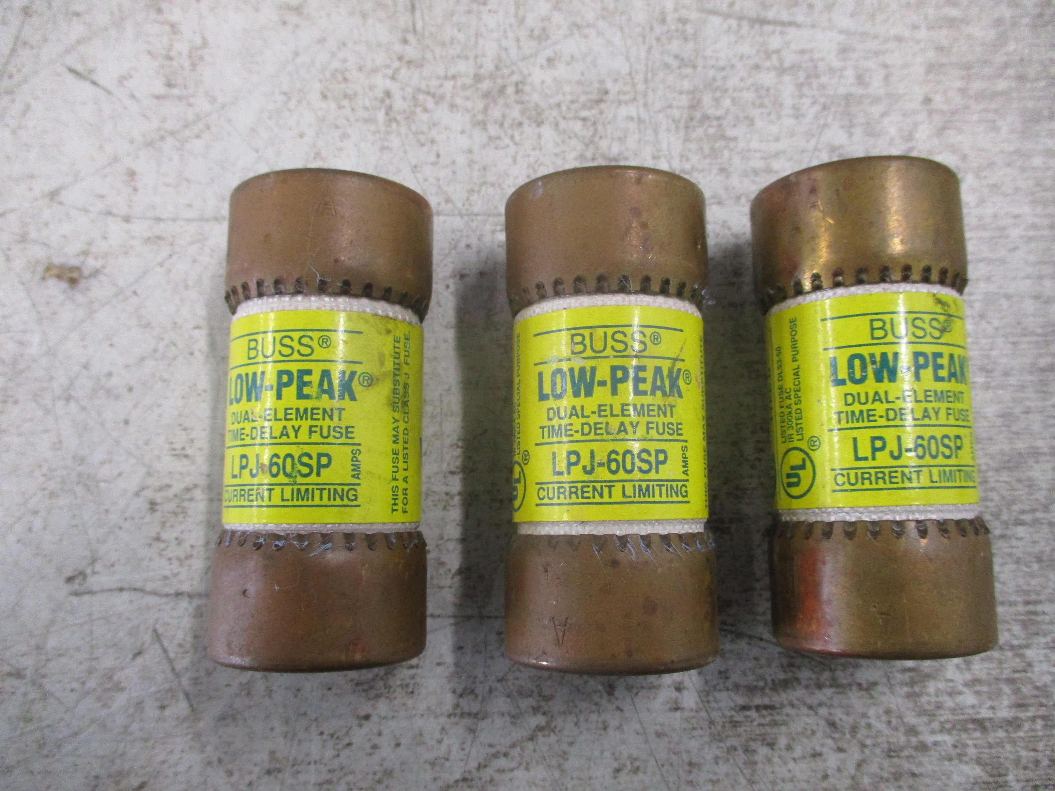 Buss Low-Peak Fuse LPJ-60SP 60A 600V *Lot of 3* Used