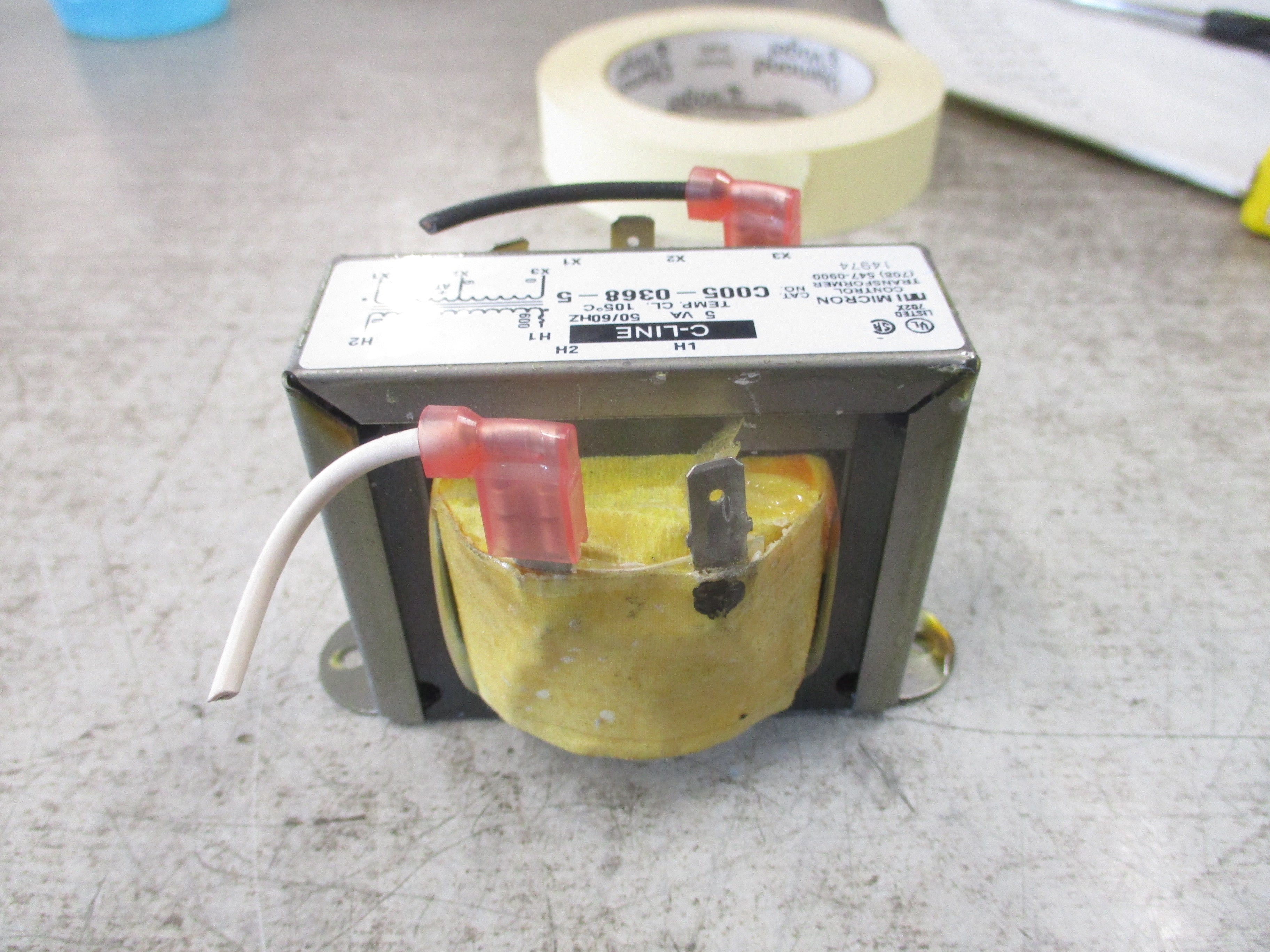 Micron C-Line Control Transformer C005-0368-5 5VA Pri: 600V Sec: 18V 50/60Hz