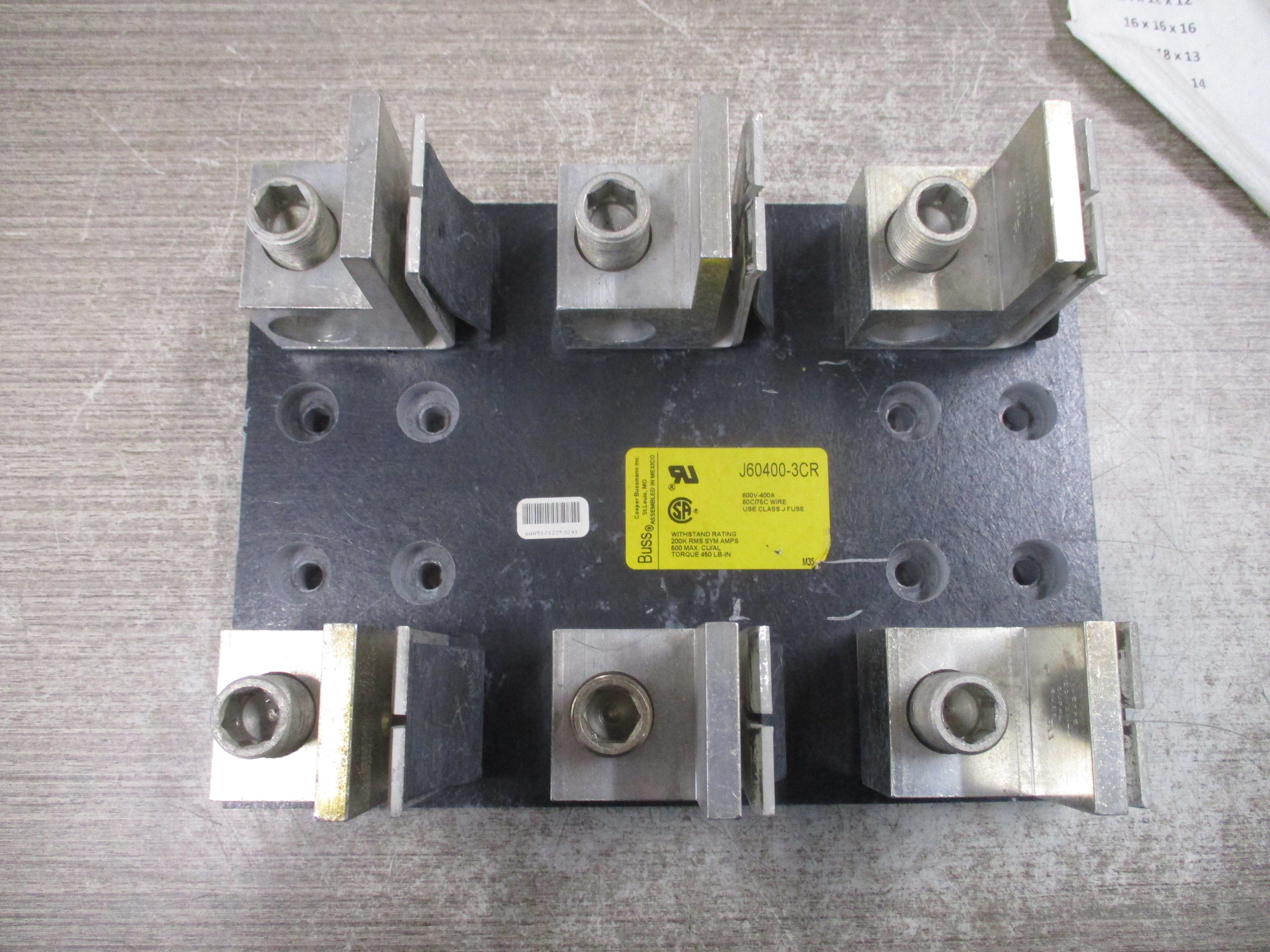 Buss Fuseblock J60400-3CR 400A 600V 3P Used