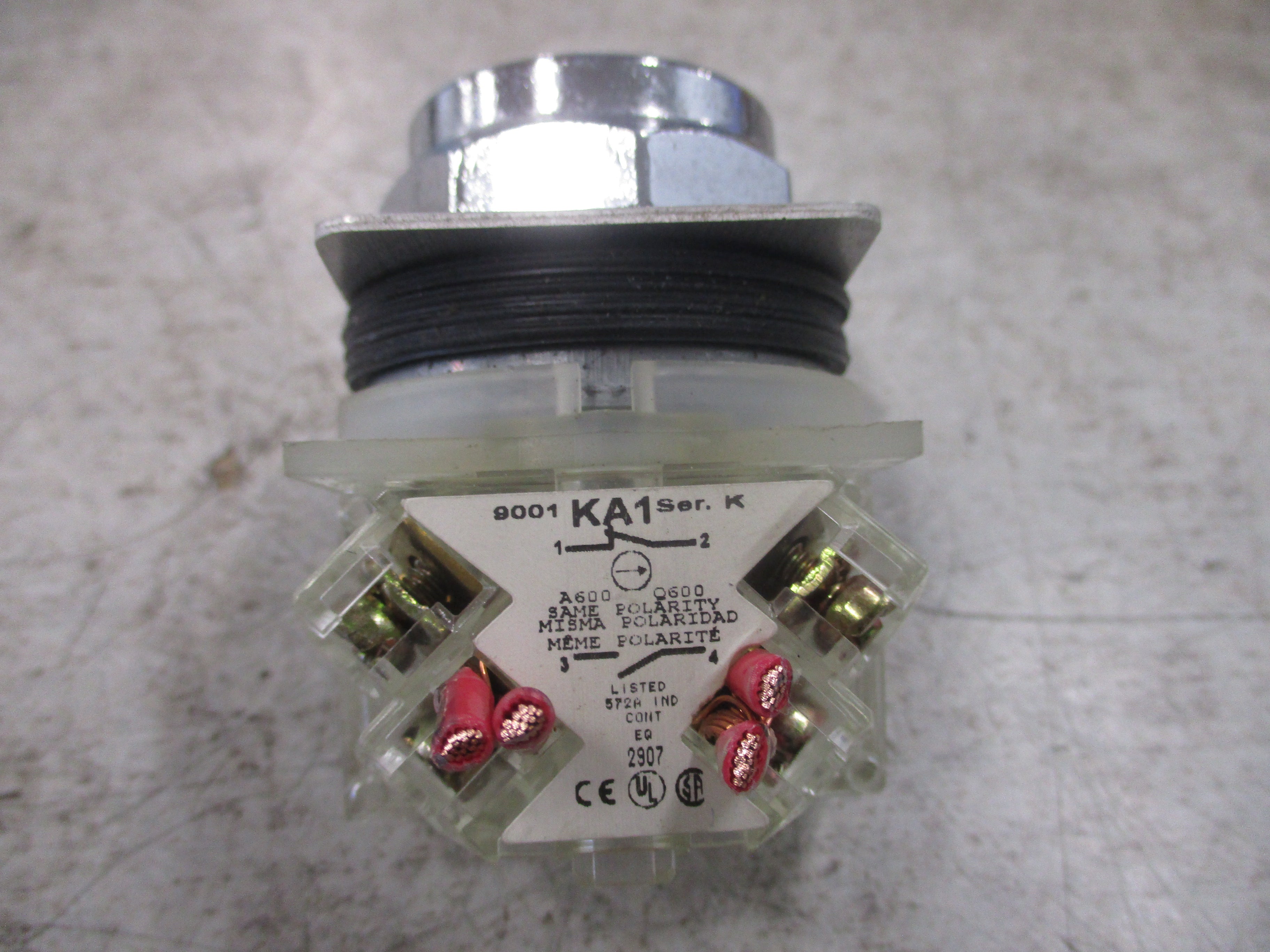 Square D Push Button 9001 KA1 Ser. K Reverse Black Used