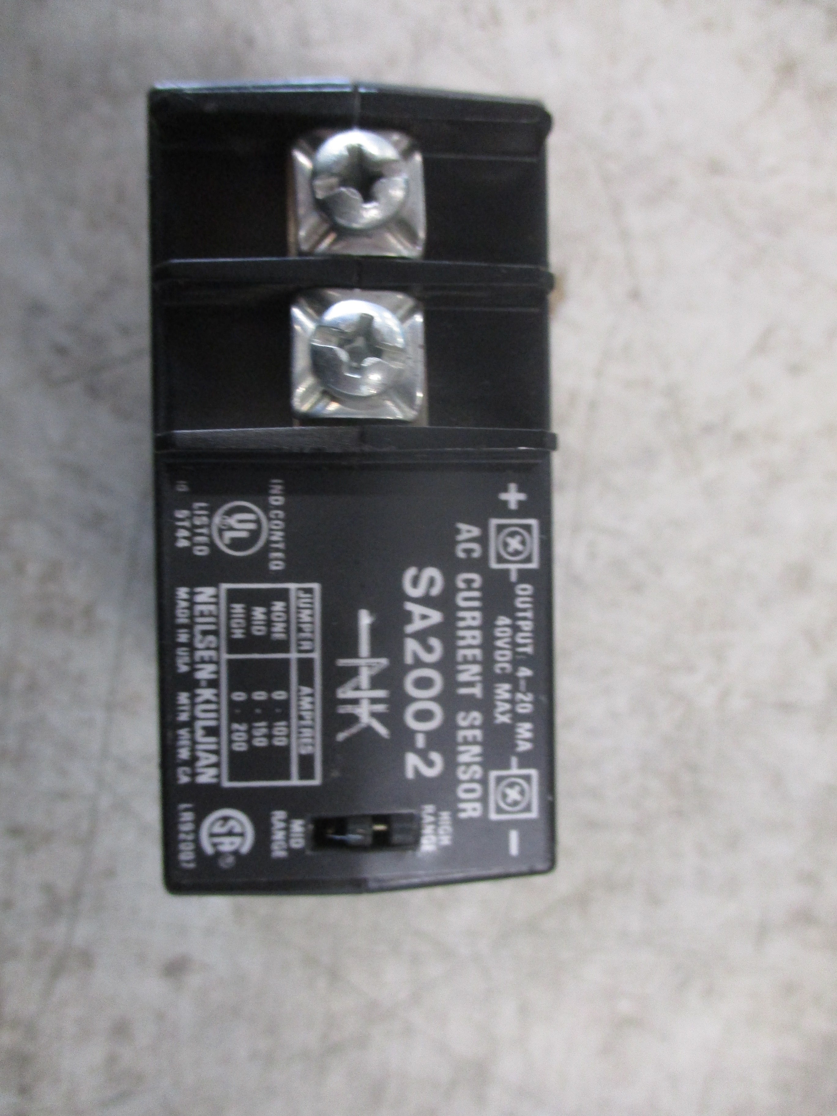 NK AC Current Sensor SA200-2 40VDC Max Output: 4-20mA Used
