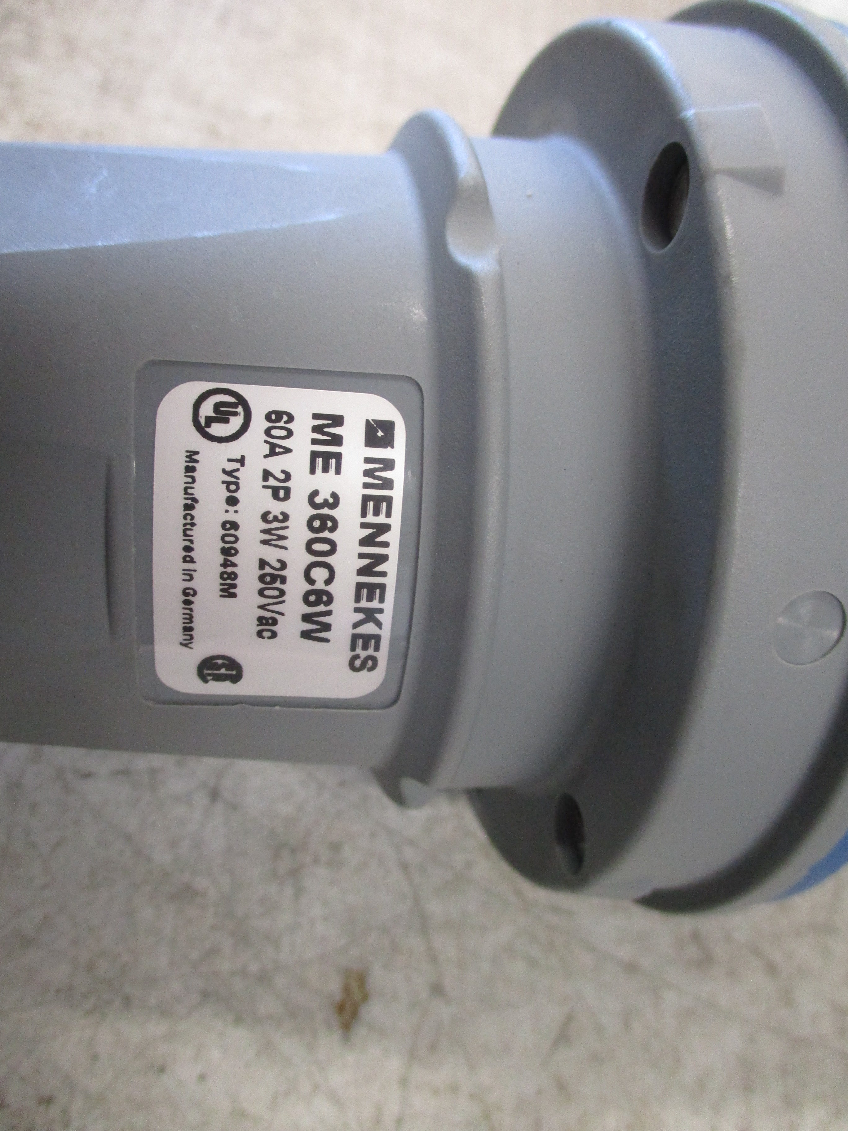 Mennekes Connector ME360C6W 60A 250V 2P 3W Conduit End Used