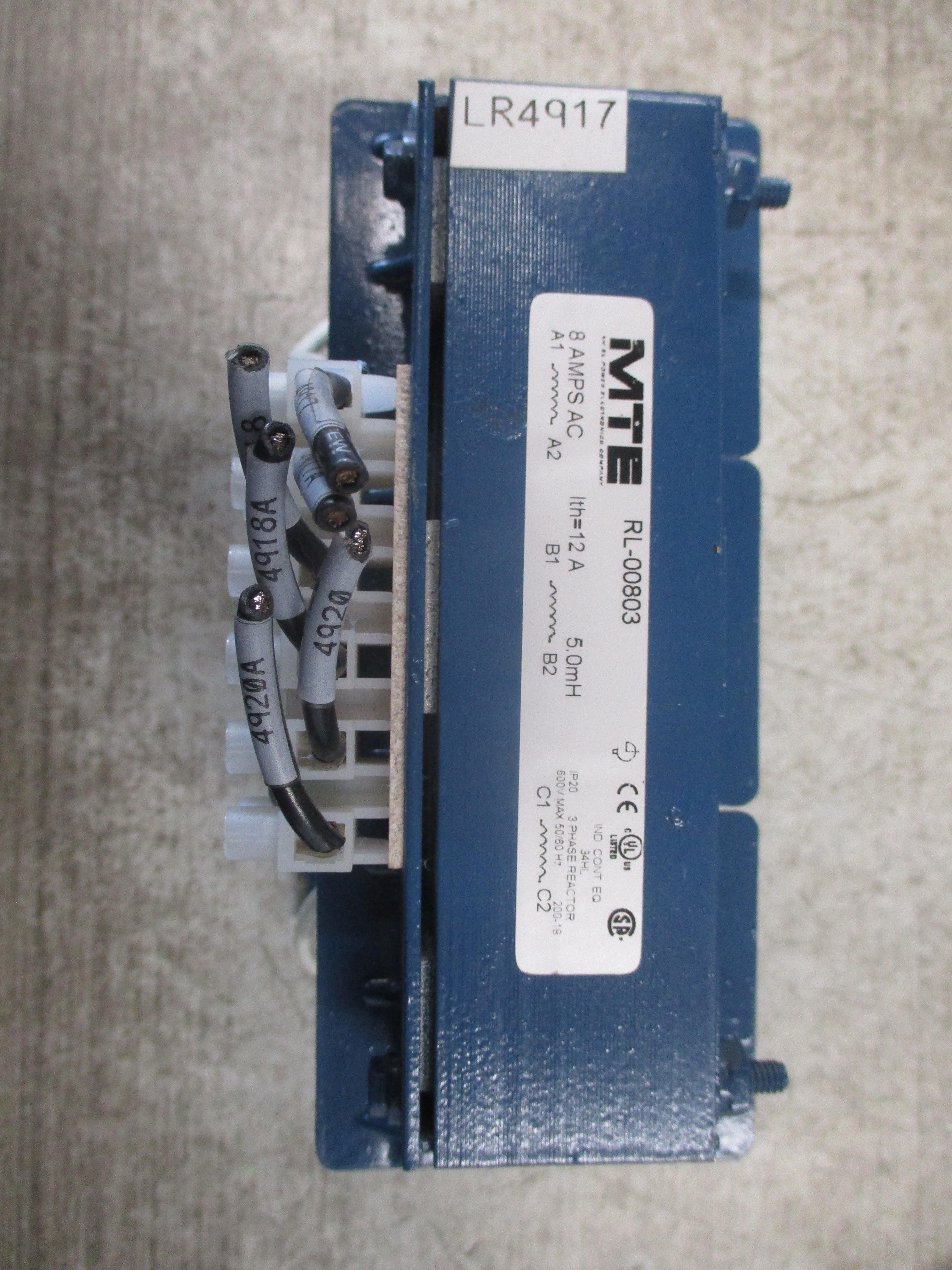 MTE Line Reactor RL-00803 8A 5mH 600V Used