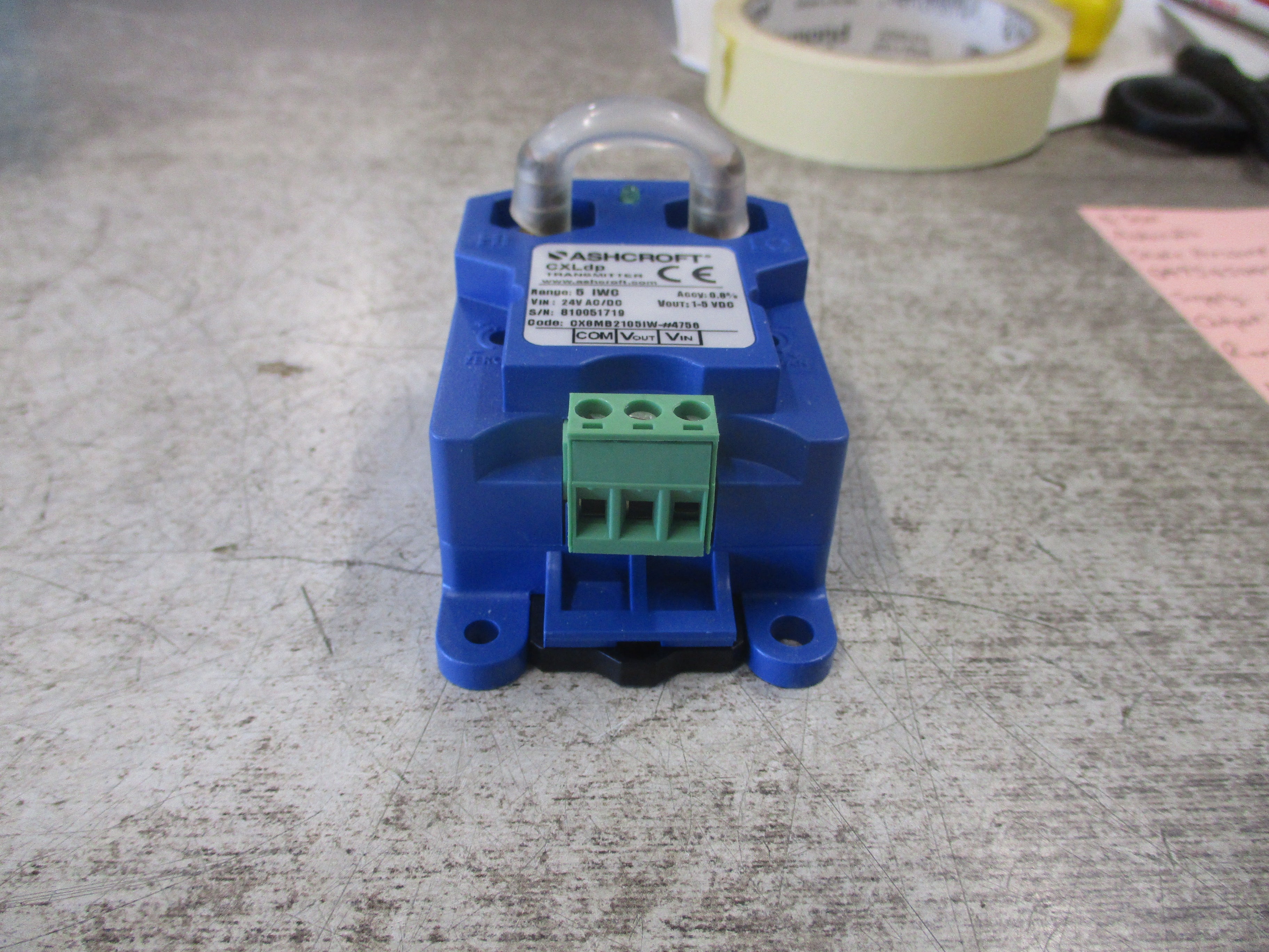 Ashcroft Static Pressure Sensor 049545007 Supply: 24V AC/DC Output: 1-5VDC