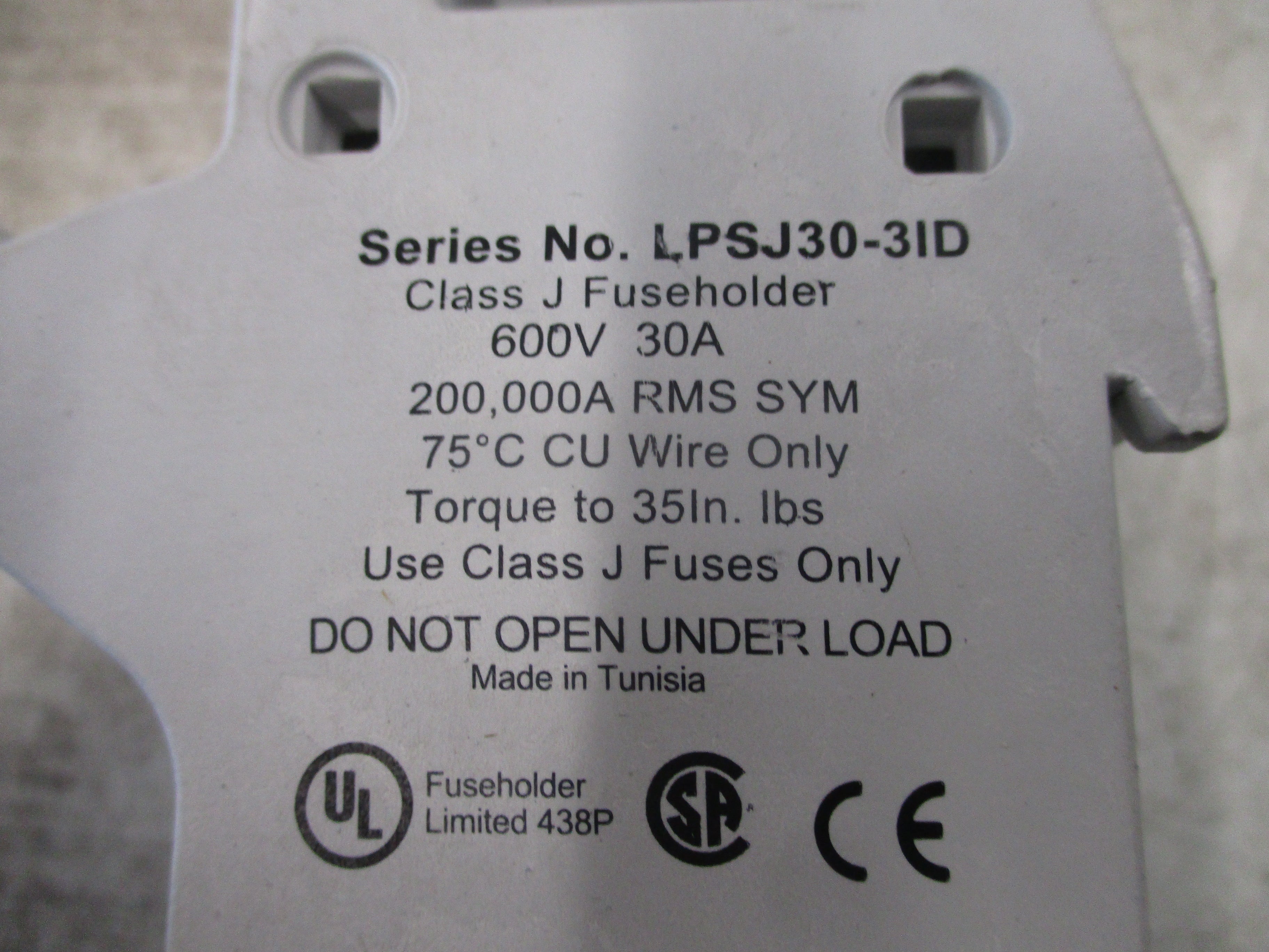 Littelfuse Powr-Safe Fuseholder LPSJ30-3ID 30A 600V 3P Used