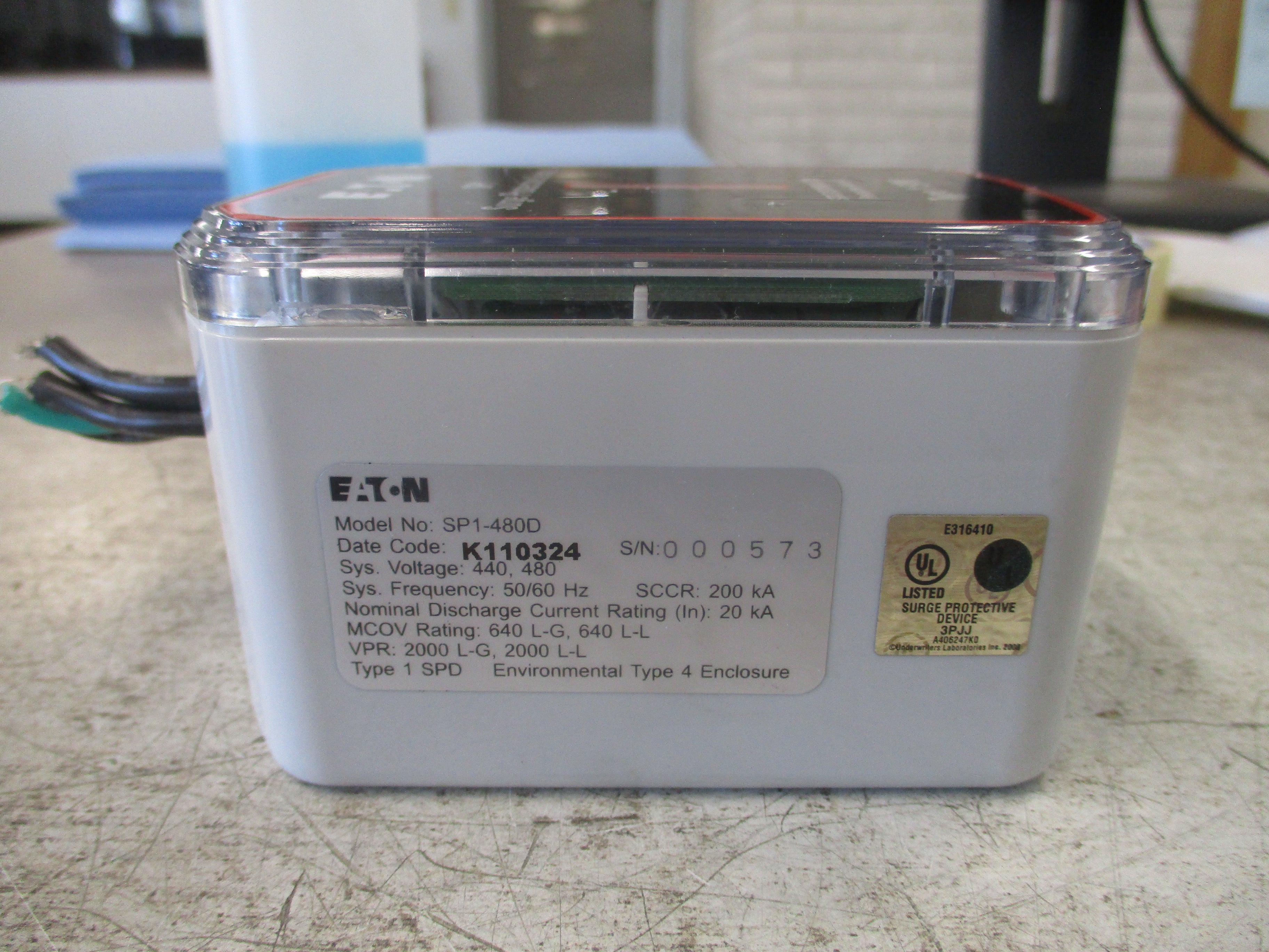 Eaton Surge Protective Device SP1-480D 440/480V 50/60Hz MCOV: 640V L-G , L-L